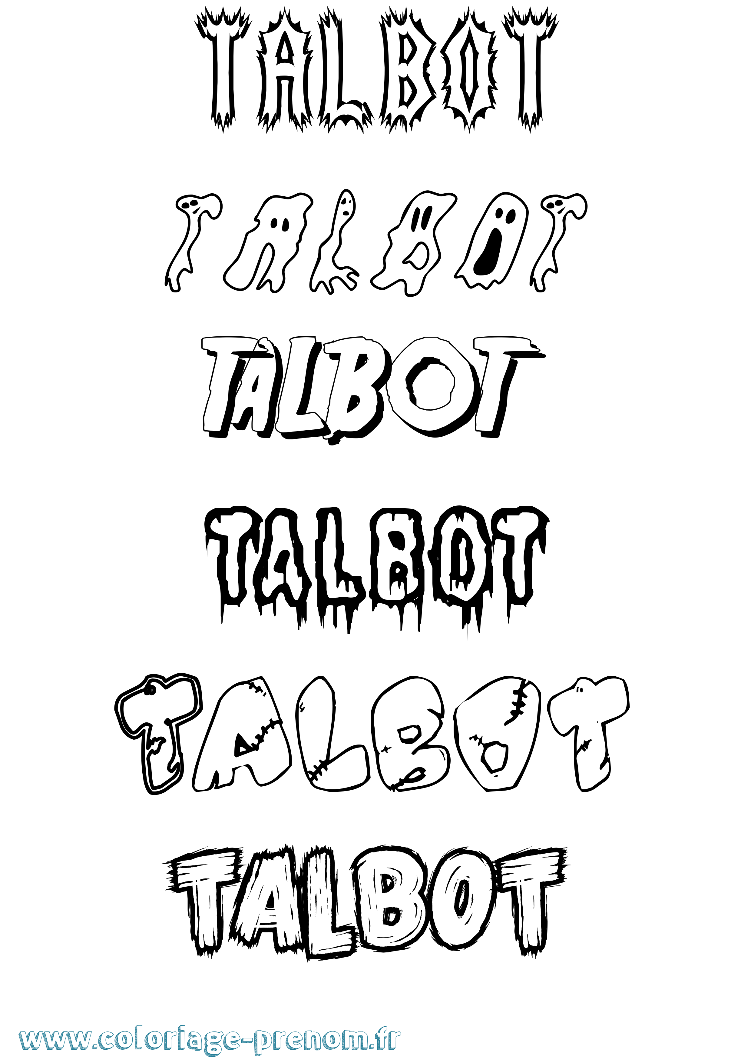 Coloriage prénom Talbot Frisson
