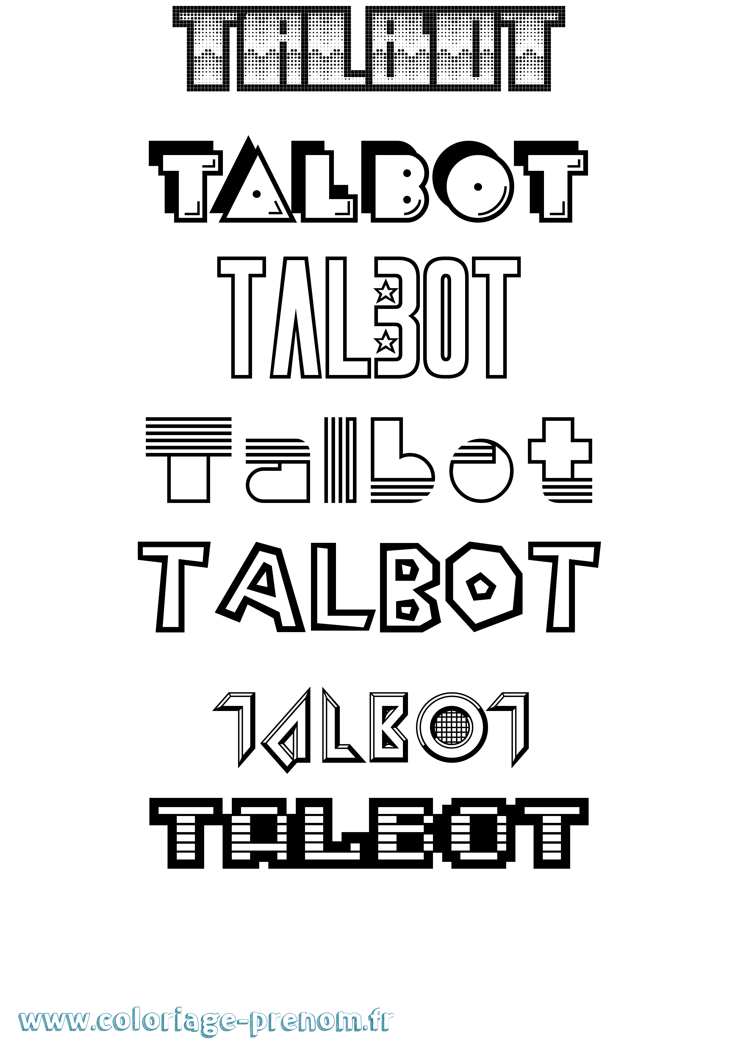 Coloriage prénom Talbot Jeux Vidéos