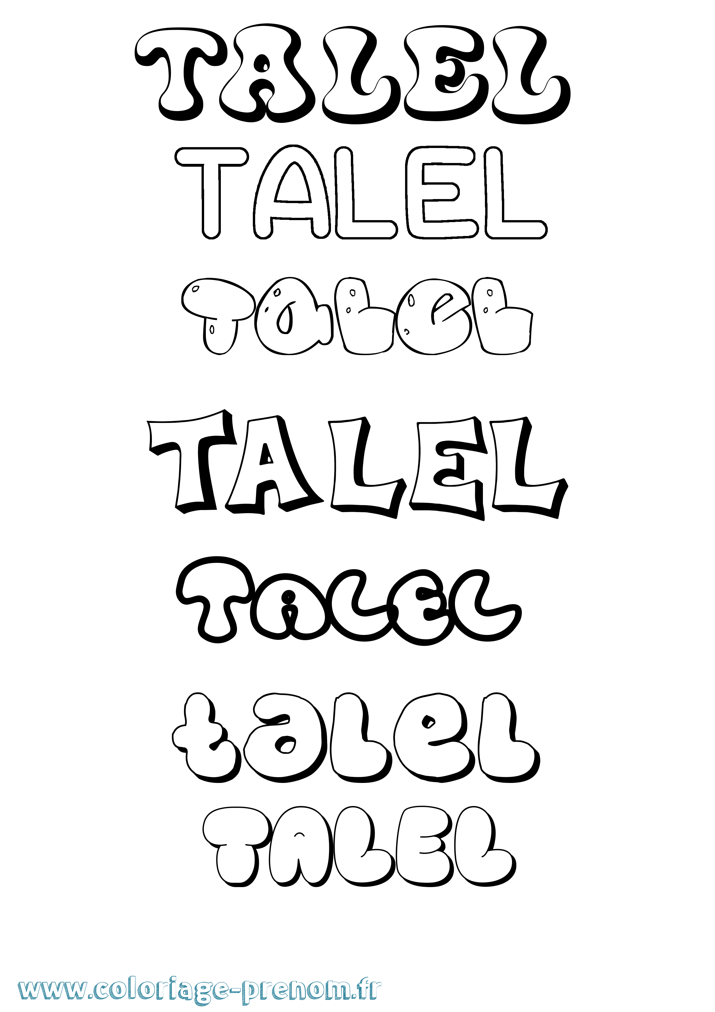 Coloriage Talel Bubble Coloriage prénom Talel Bubble