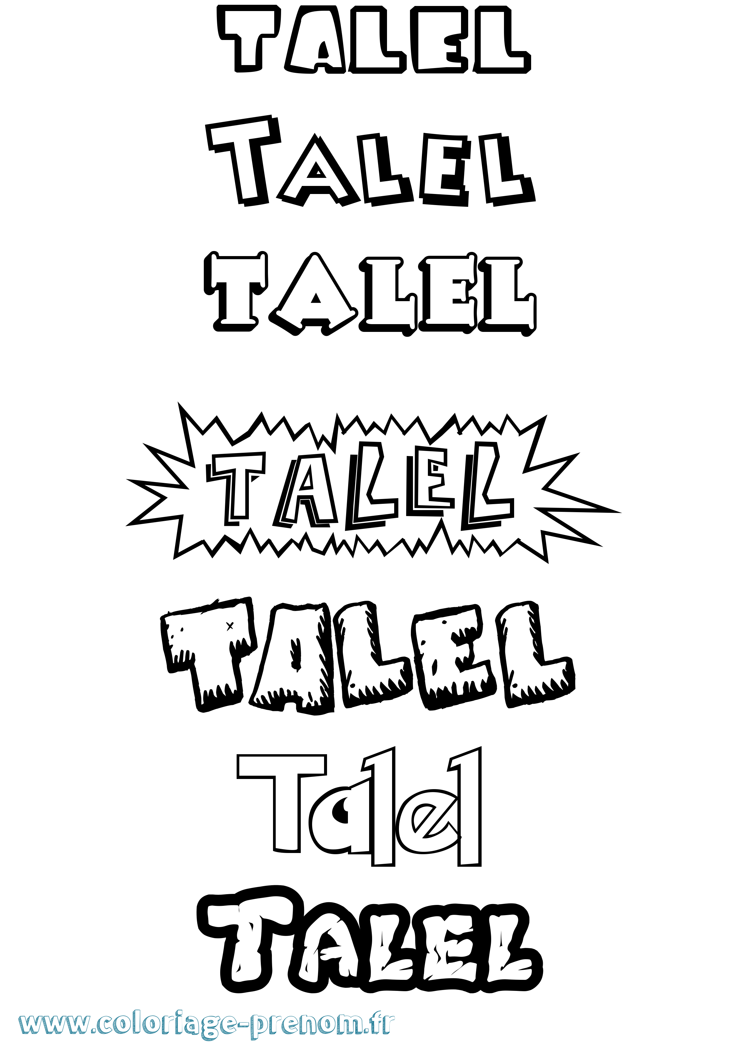 Coloriage Talel Dessin Animé Coloriage prénom Talel Dessin Animé