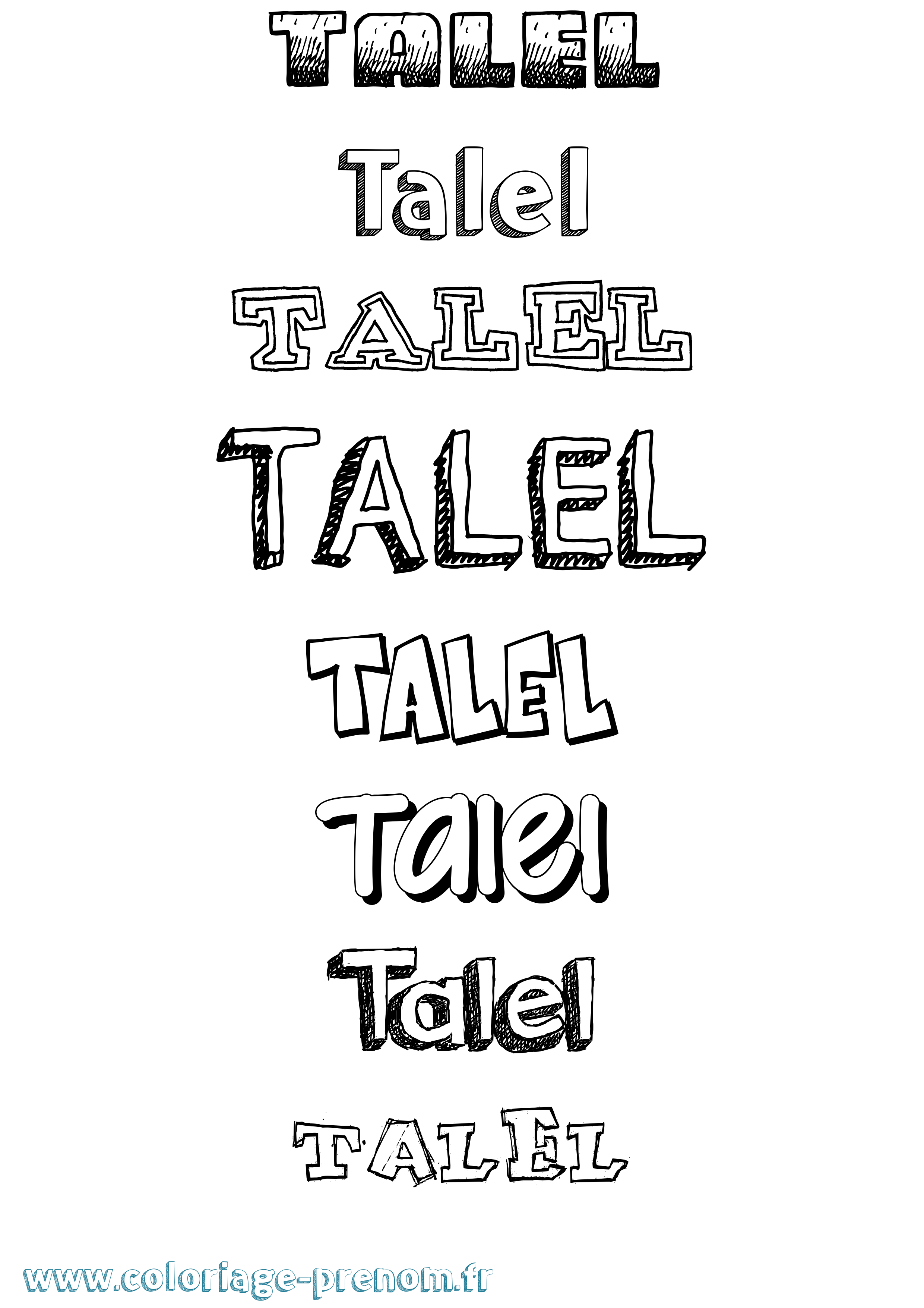Coloriage Talel Dessiné Coloriage prénom Talel Dessiné