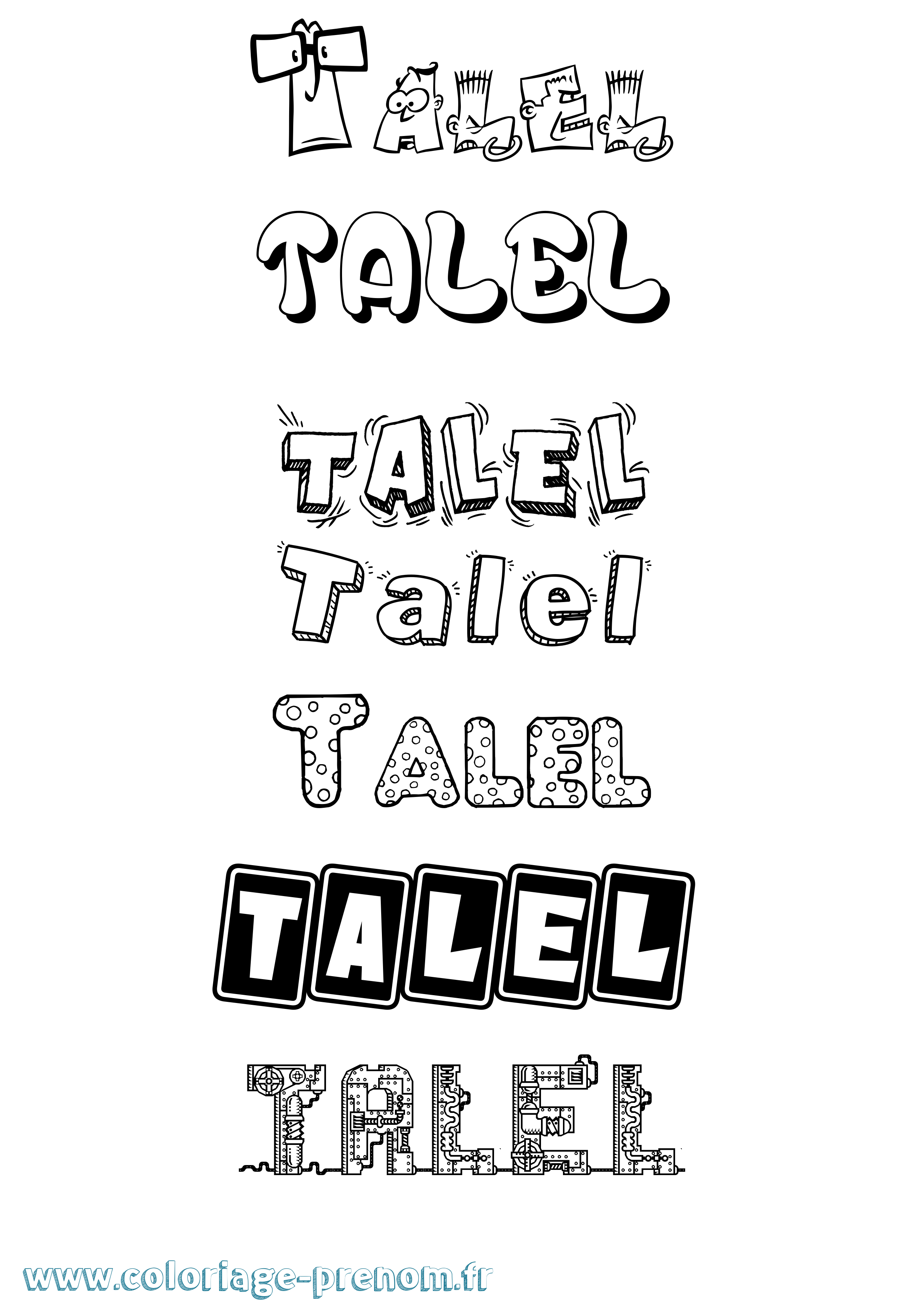 Coloriage Talel Fun Coloriage prénom Talel Fun