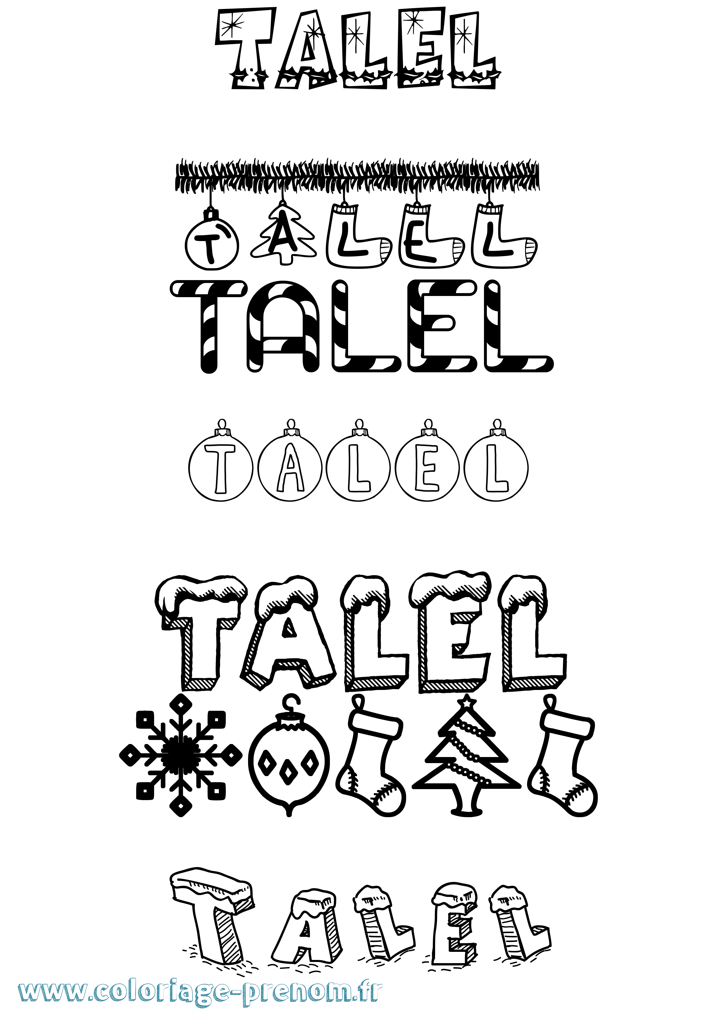 Coloriage Talel Noël Coloriage prénom Talel Noël
