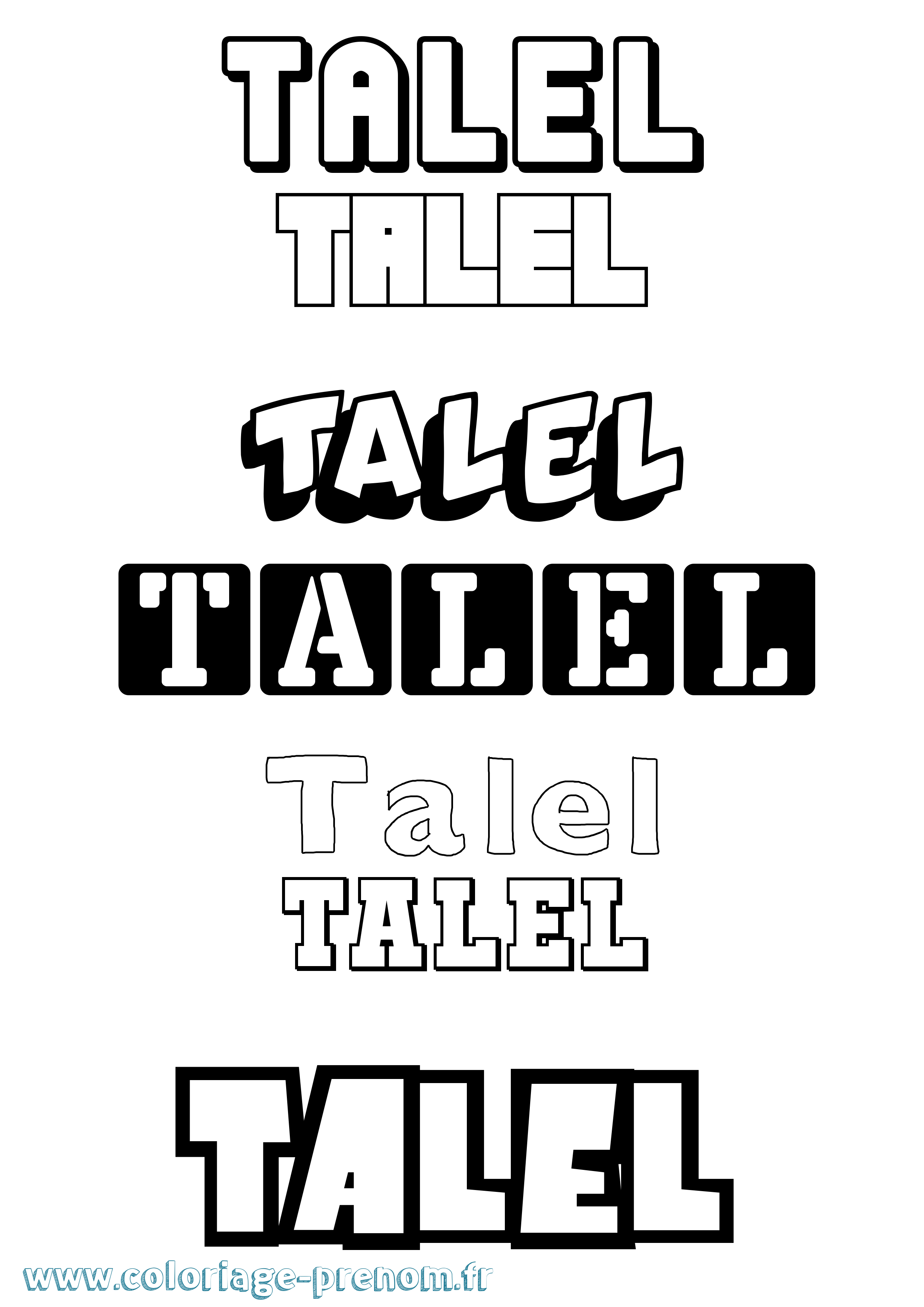 Coloriage Talel Simple Coloriage prénom Talel Simple