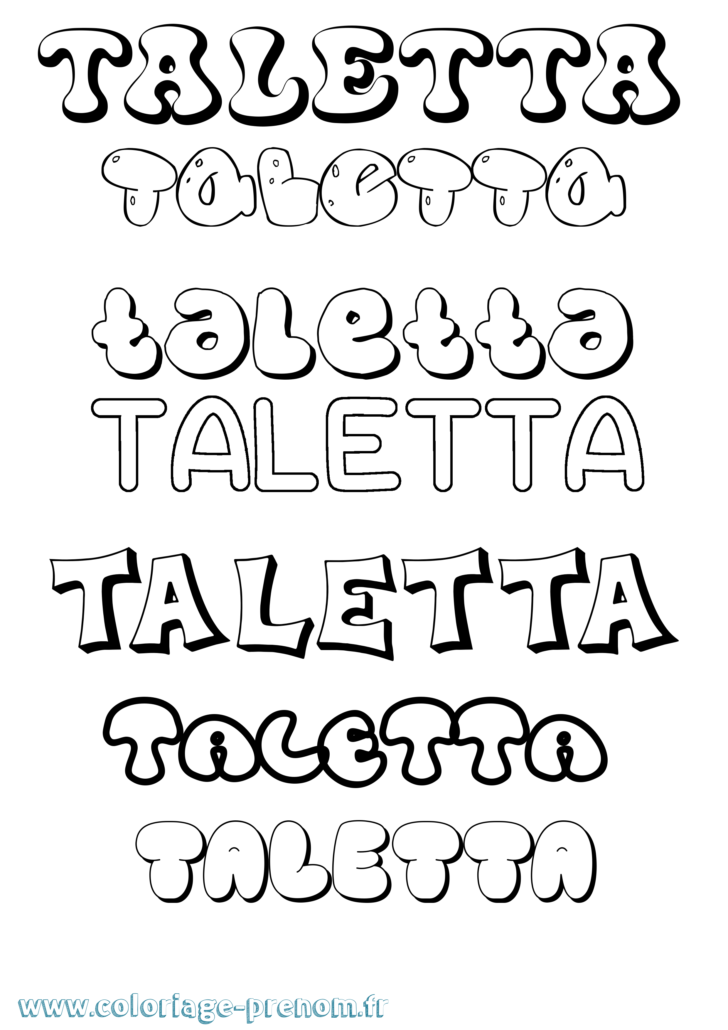 Coloriage prénom Taletta Bubble