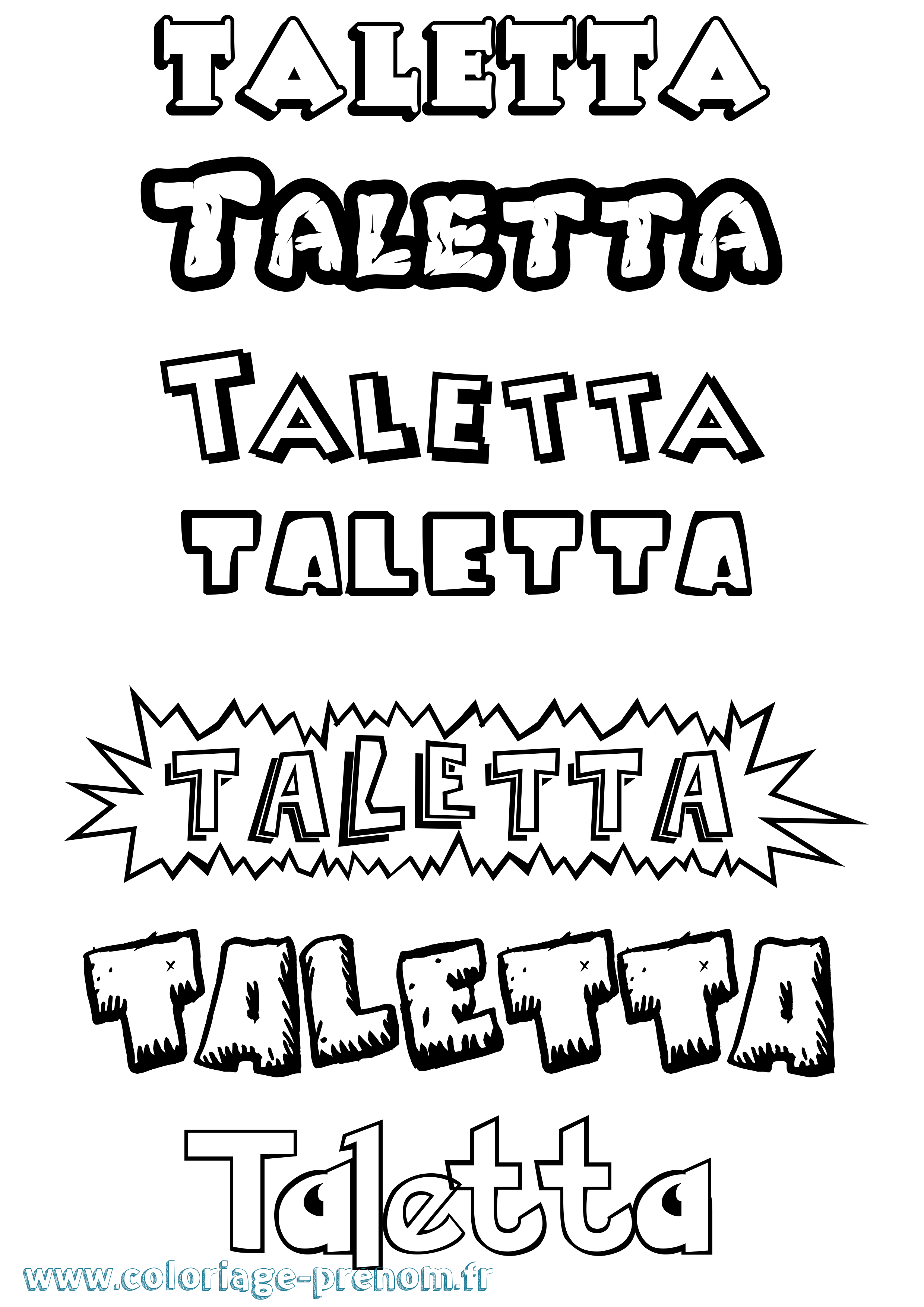 Coloriage Taletta Dessin Animé Coloriage prénom Taletta Dessin Animé