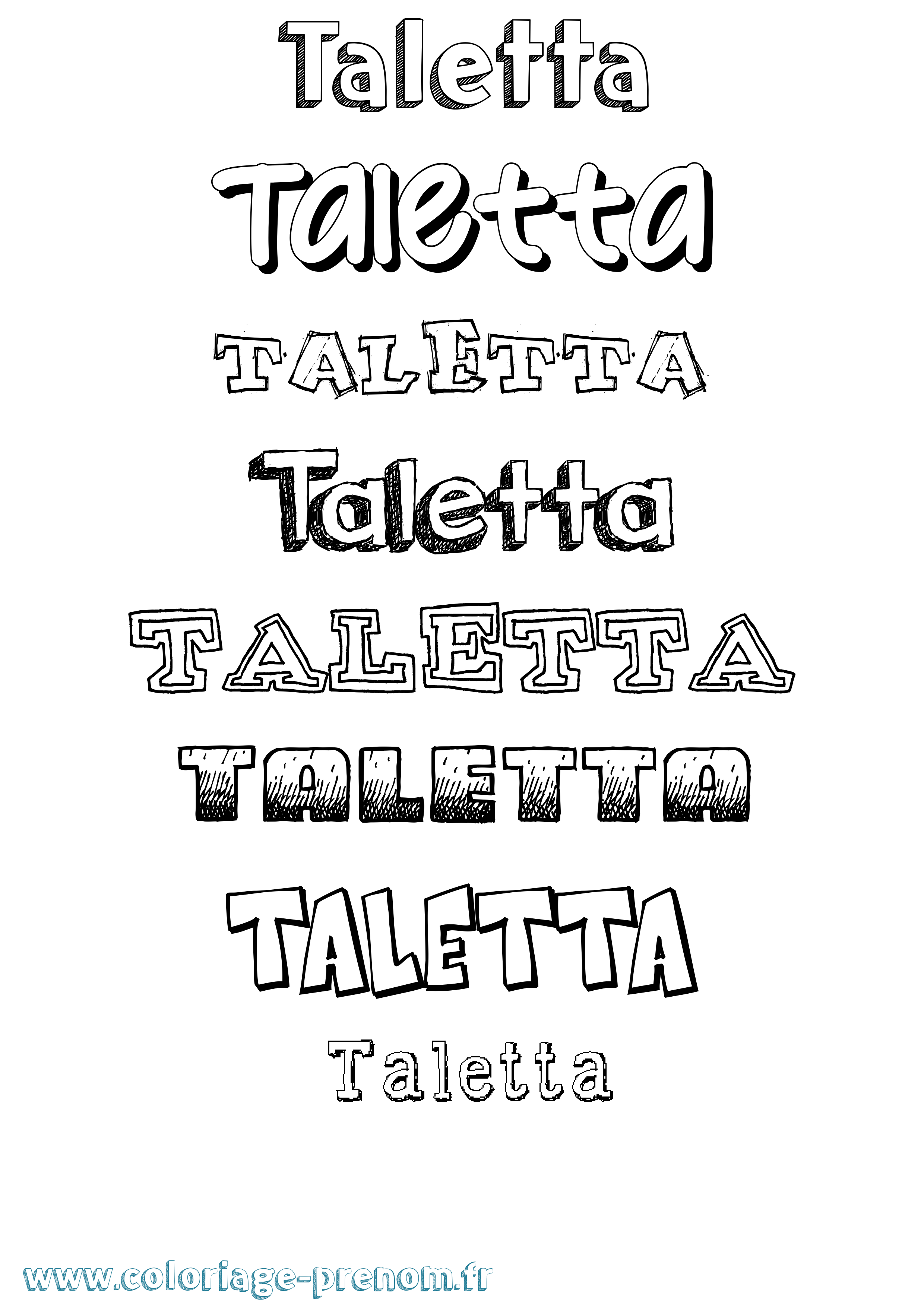 Coloriage Taletta Dessiné Coloriage prénom Taletta Dessiné