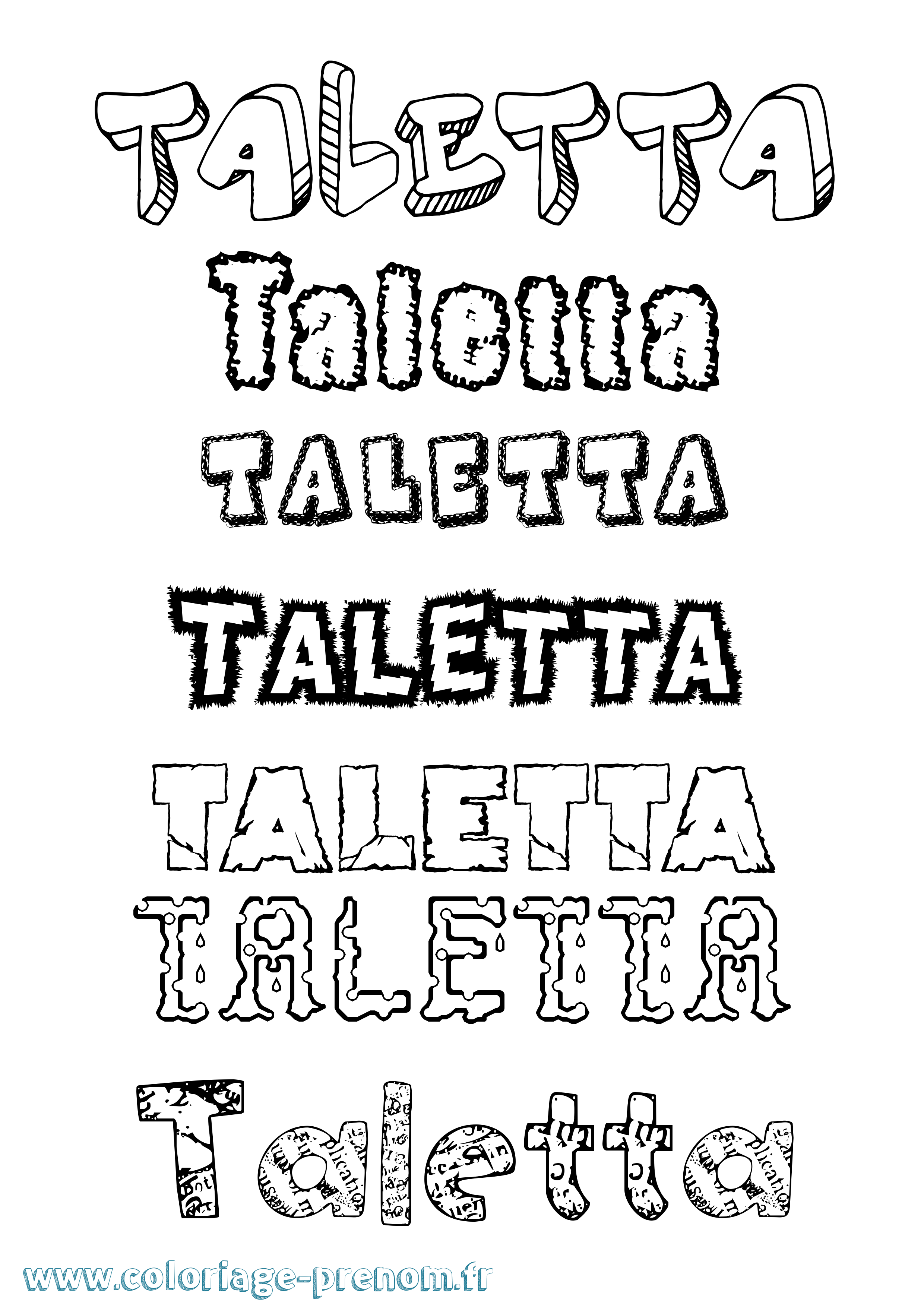 Coloriage Taletta Destructuré Coloriage prénom Taletta Destructuré