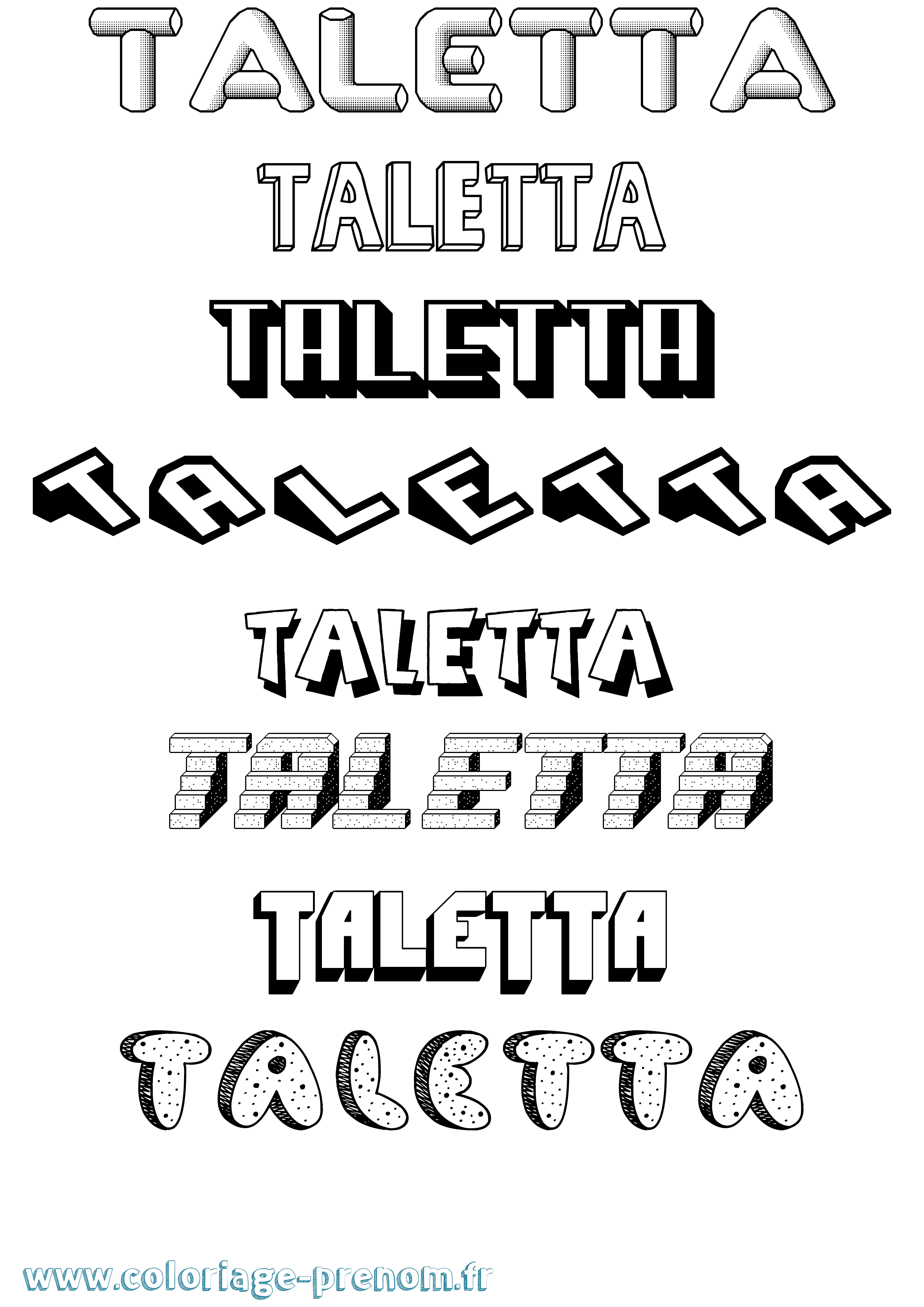 Coloriage Taletta Effet 3D Coloriage prénom Taletta Effet 3D