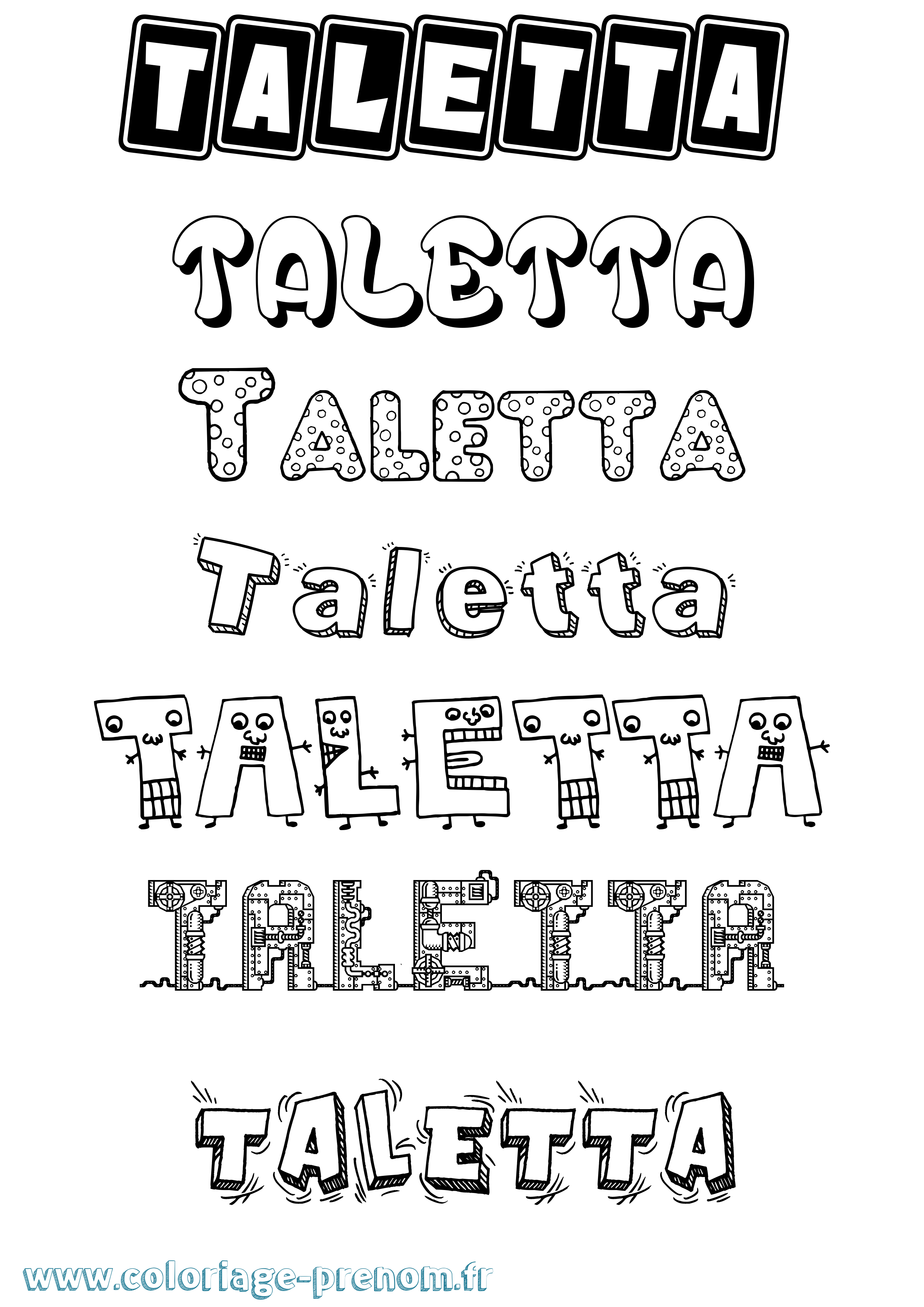 Coloriage prénom Taletta Fun