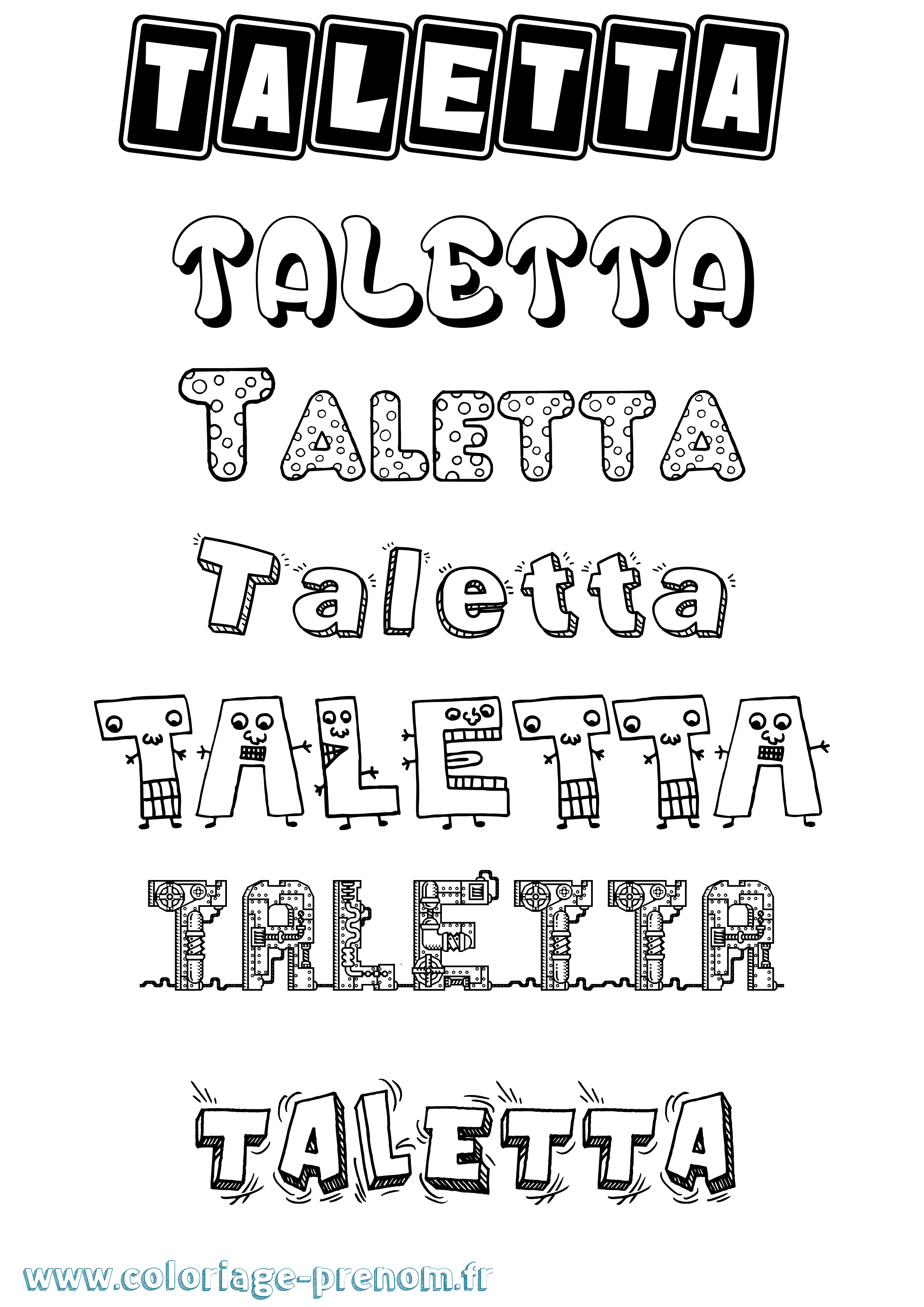 Coloriage Taletta Fun Coloriage prénom Taletta Fun