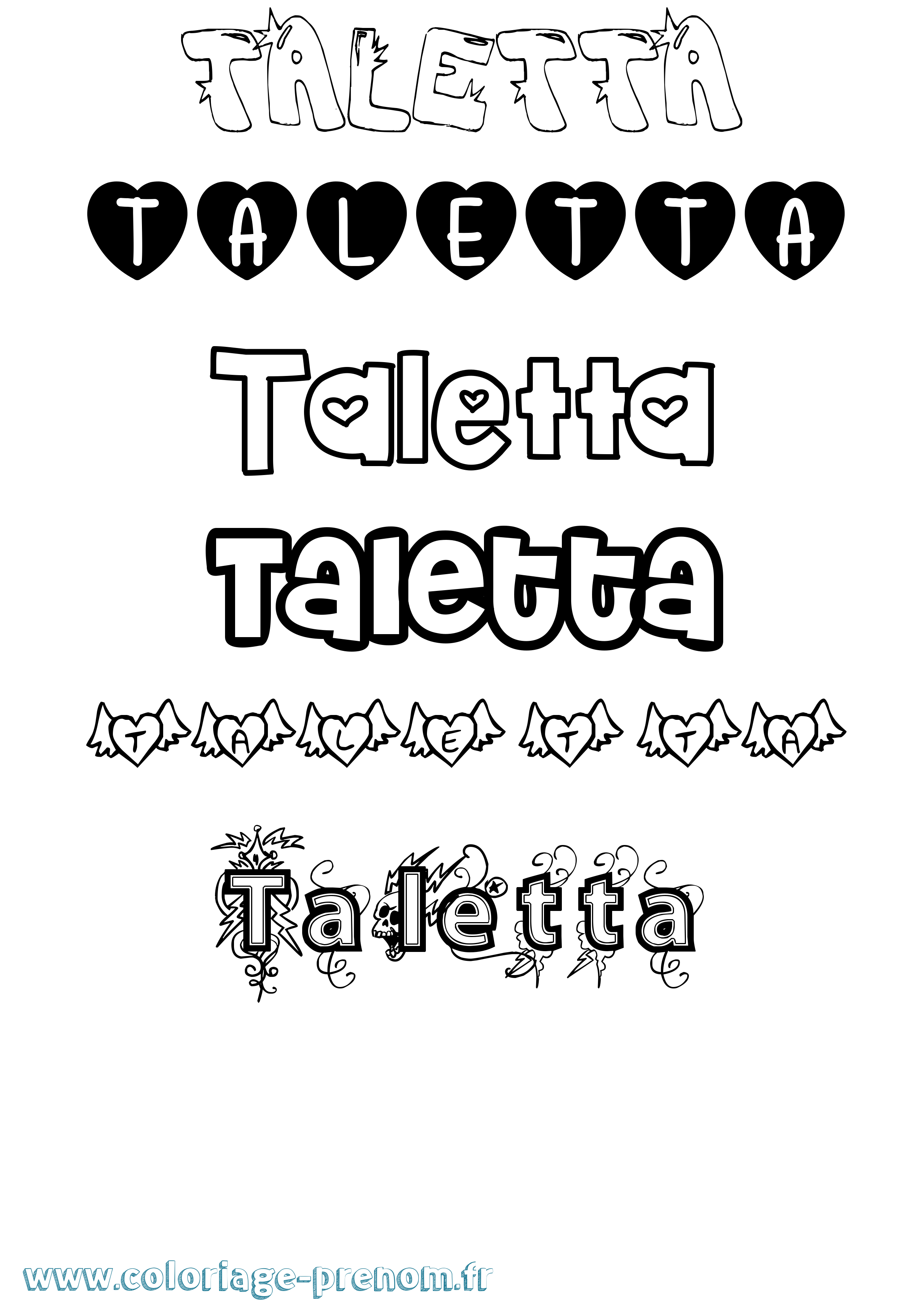 Coloriage prénom Taletta Girly