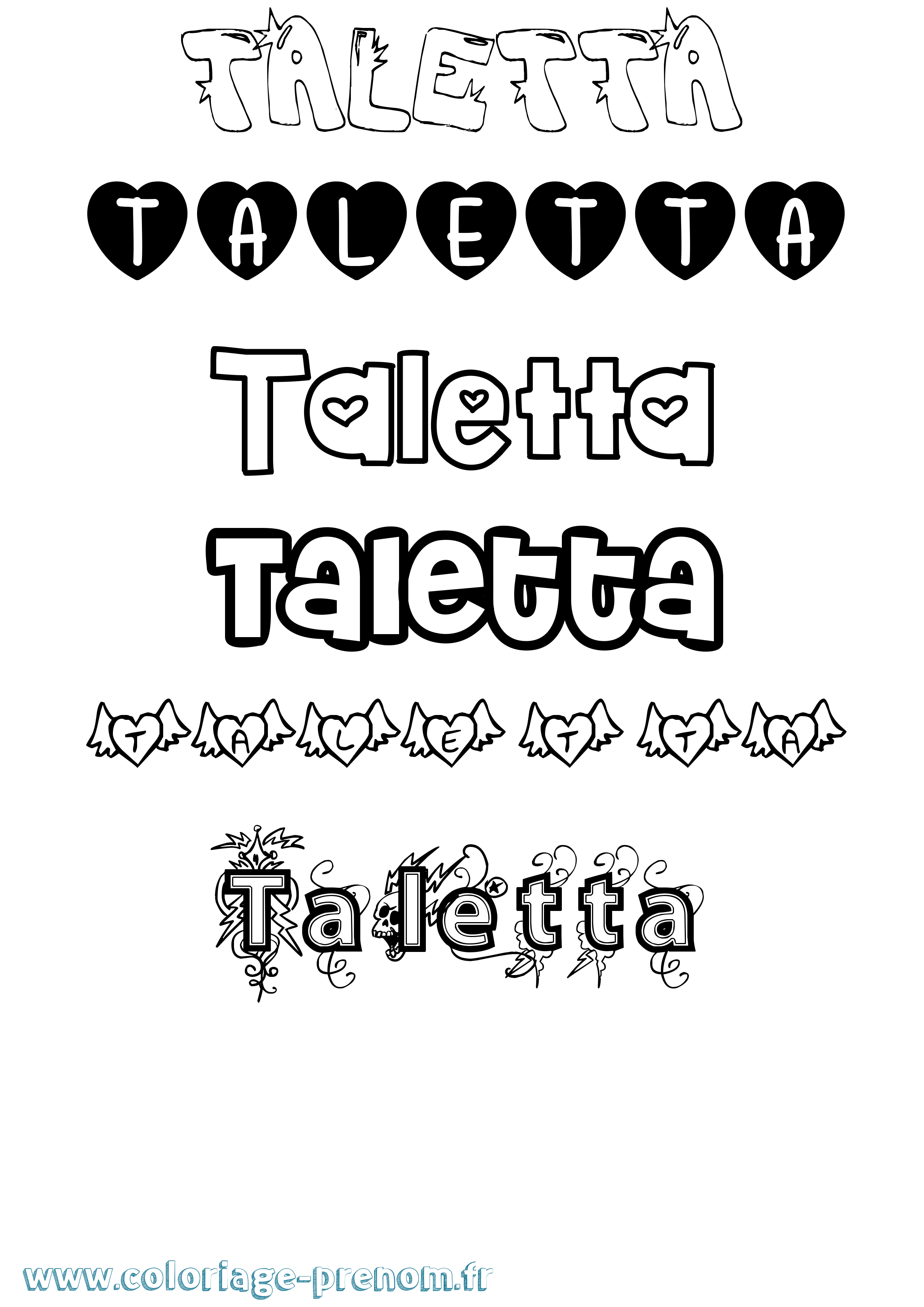 Coloriage Taletta Girly Coloriage prénom Taletta Girly