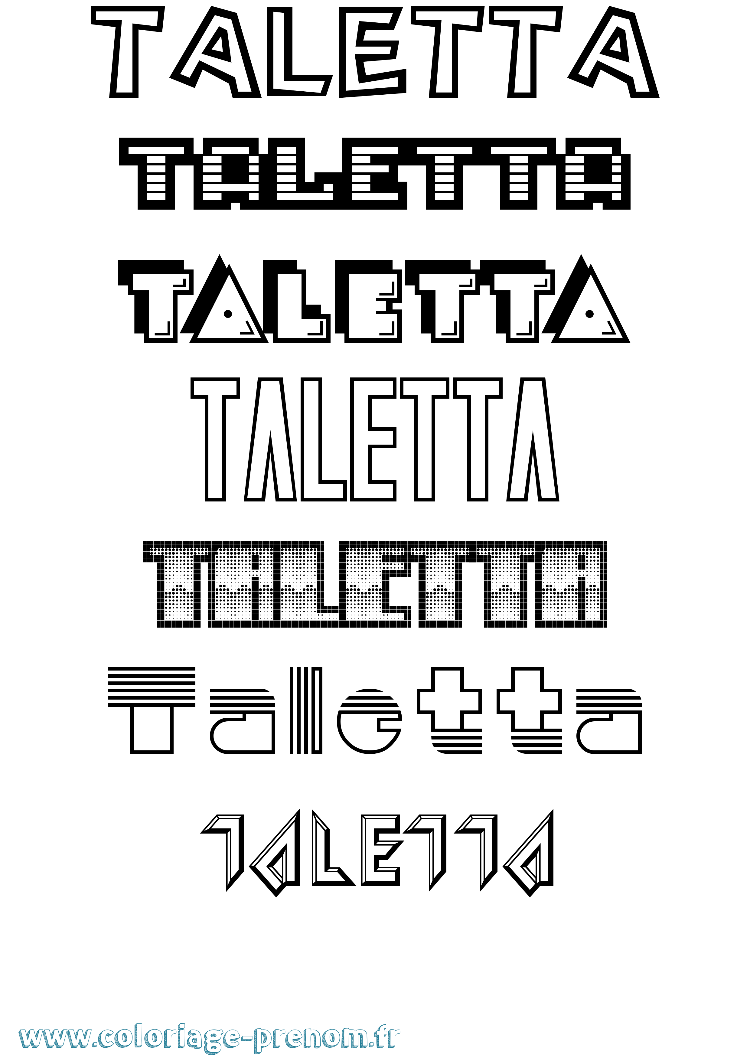 Coloriage Taletta Jeux Vidéos Coloriage prénom Taletta Jeux Vidéos