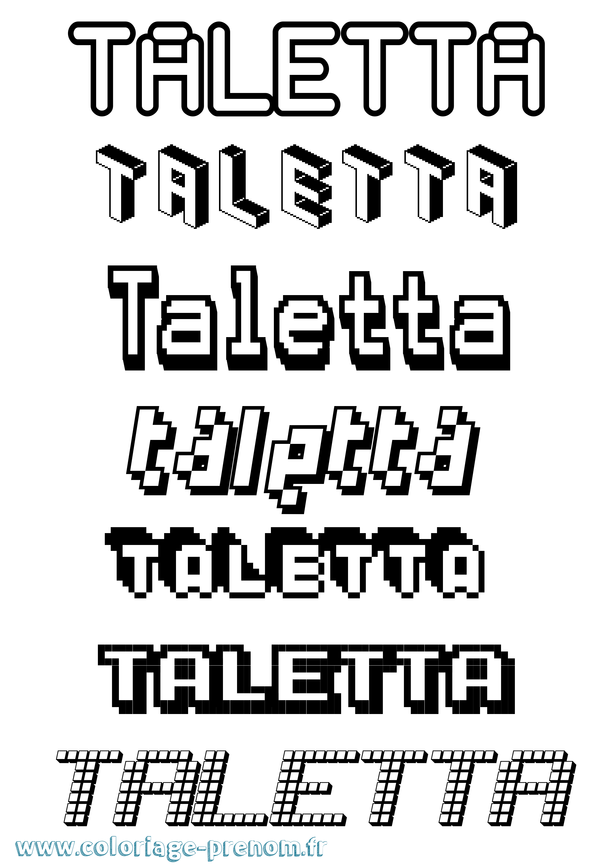 Coloriage Taletta Pixel Coloriage prénom Taletta Pixel