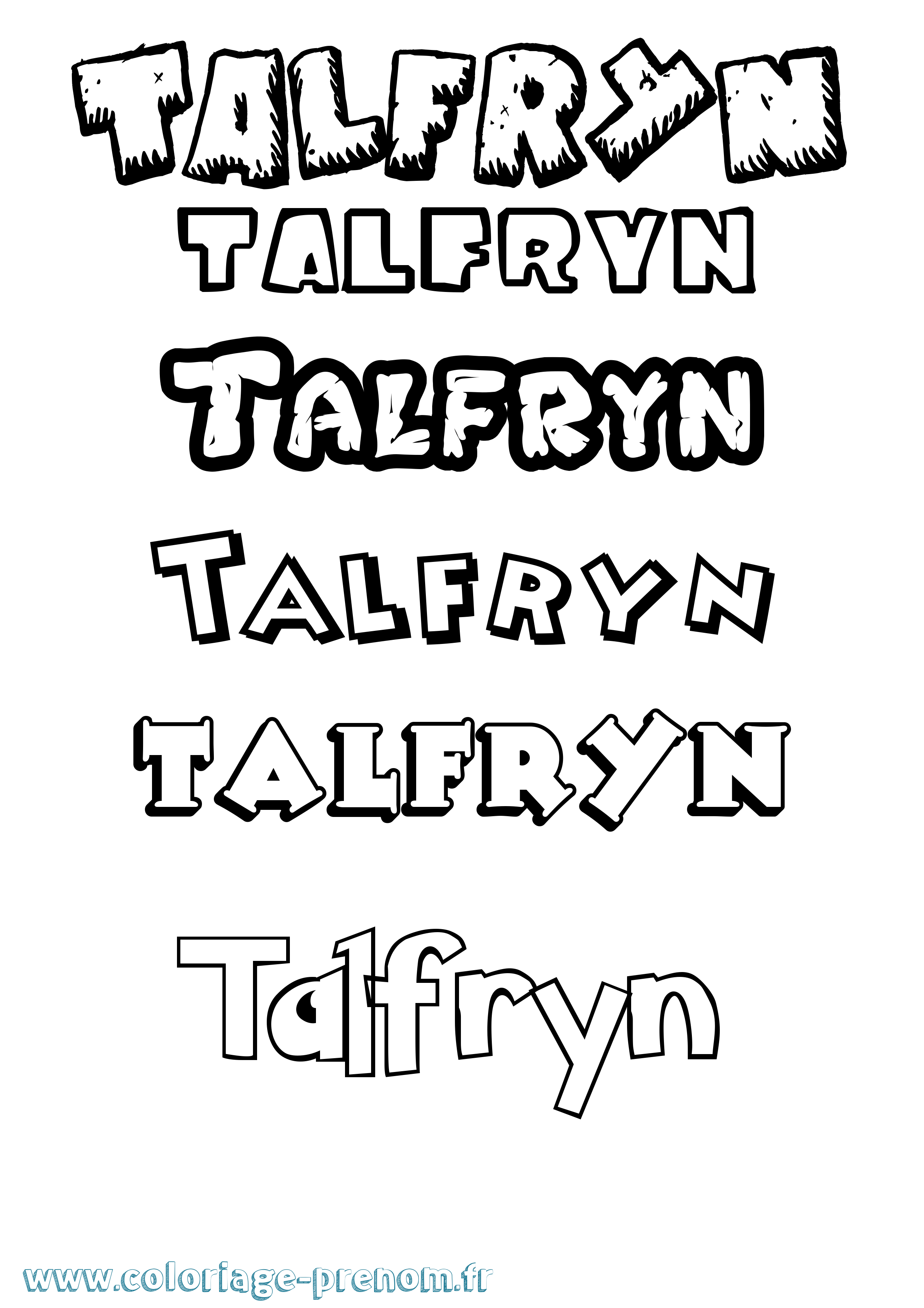 Coloriage prénom Talfryn Dessin Animé