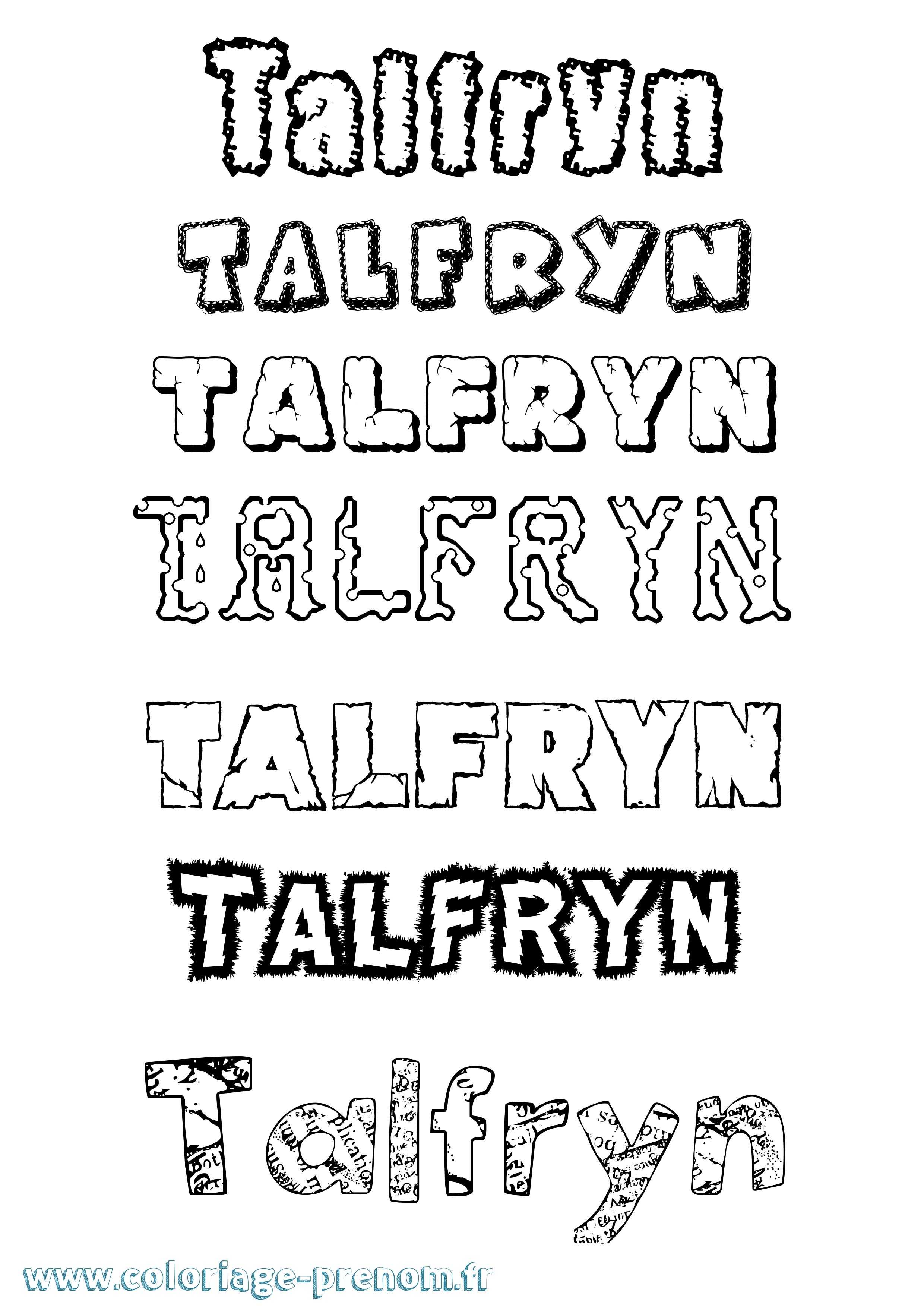 Coloriage prénom Talfryn Destructuré