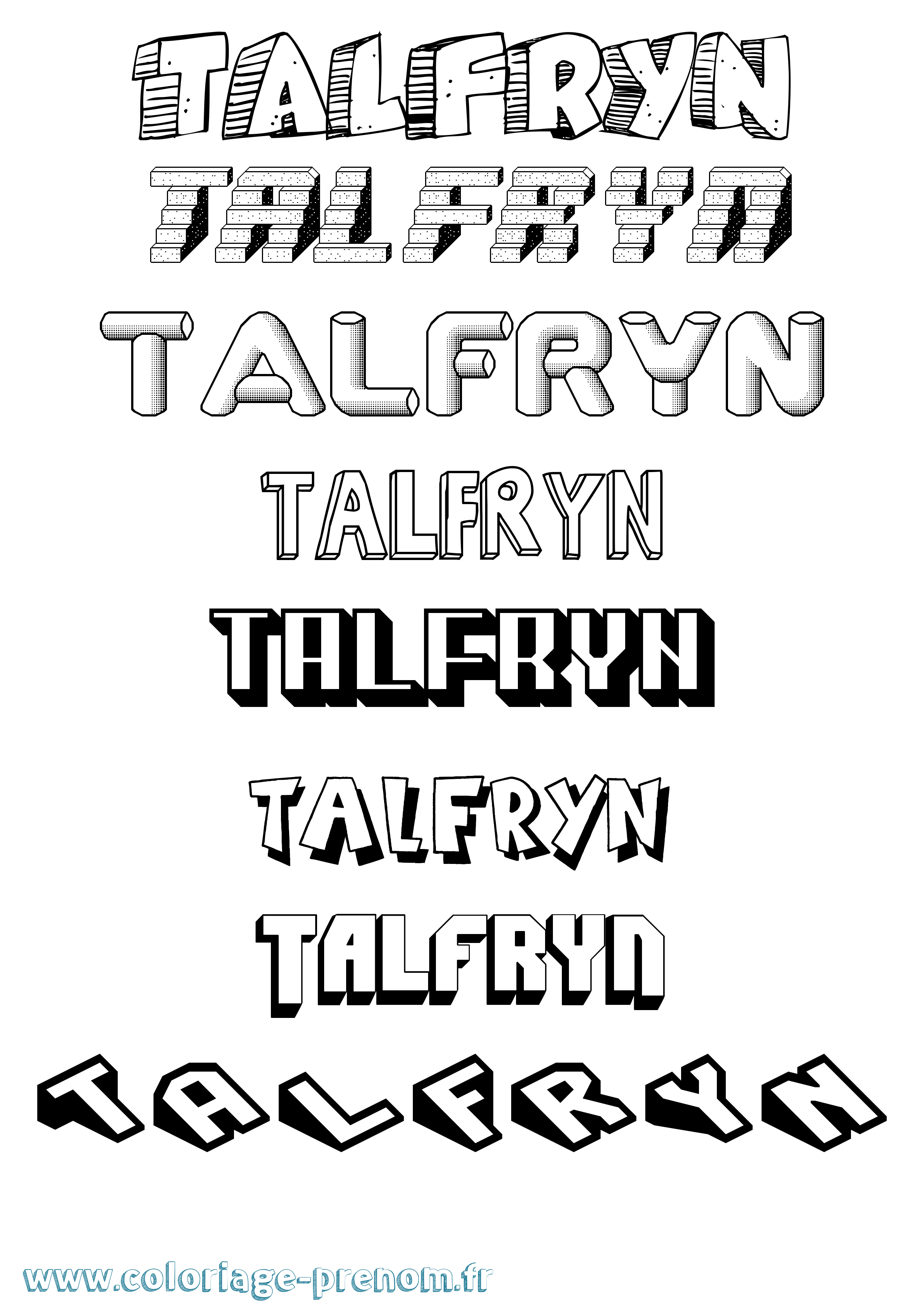 Coloriage Talfryn Effet 3D Coloriage prénom Talfryn Effet 3D