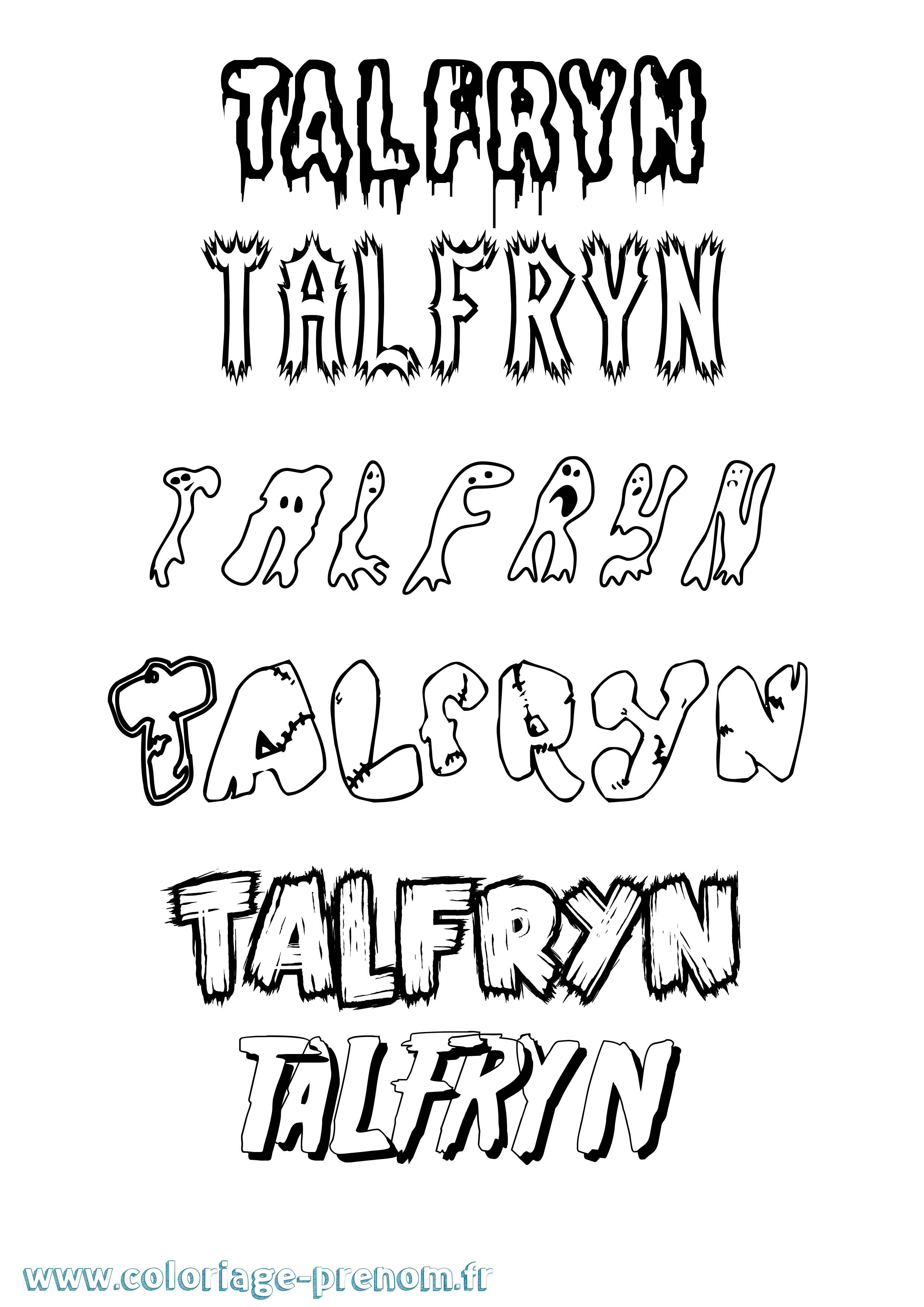 Coloriage prénom Talfryn Frisson