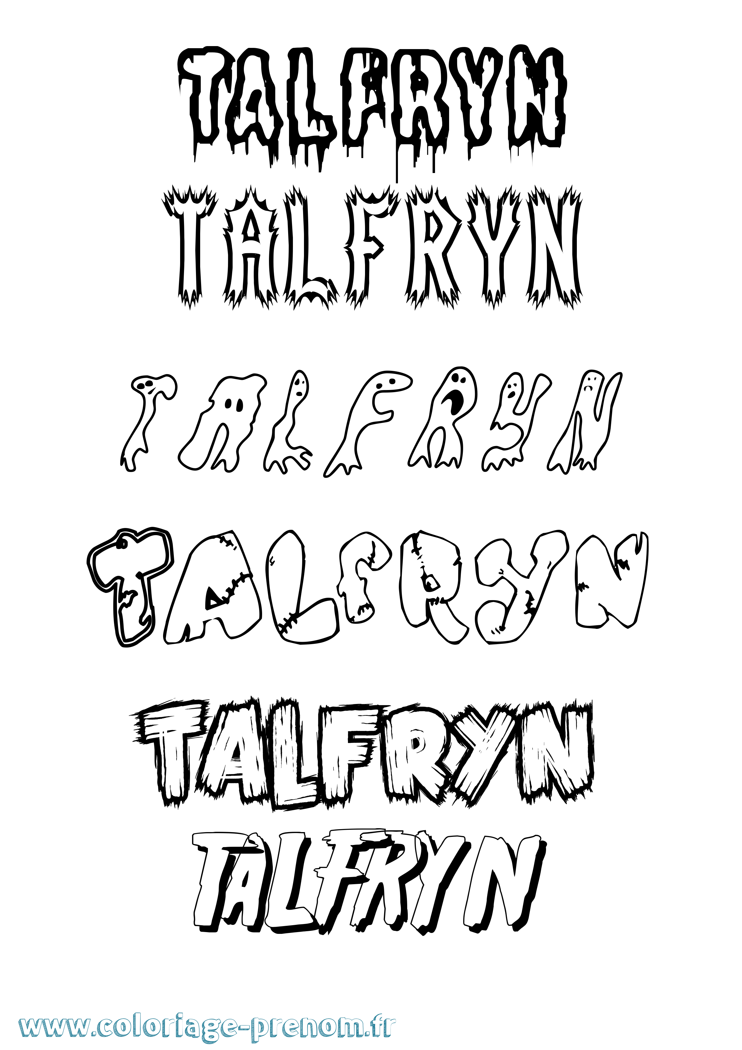 Coloriage Talfryn Frisson Coloriage prénom Talfryn Frisson