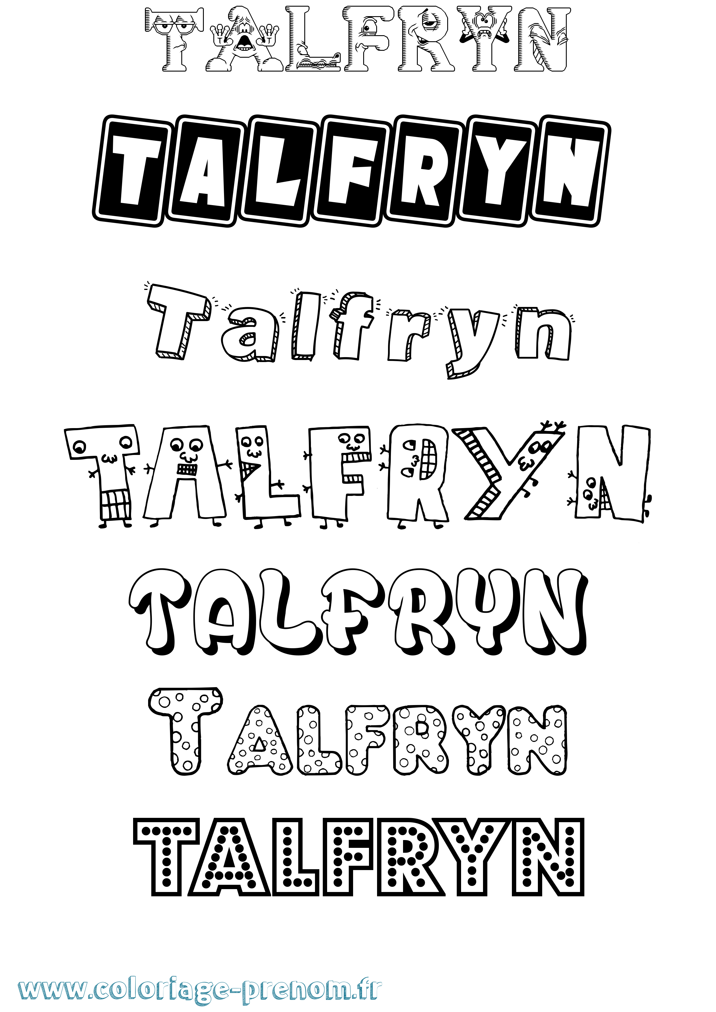 Coloriage prénom Talfryn Fun