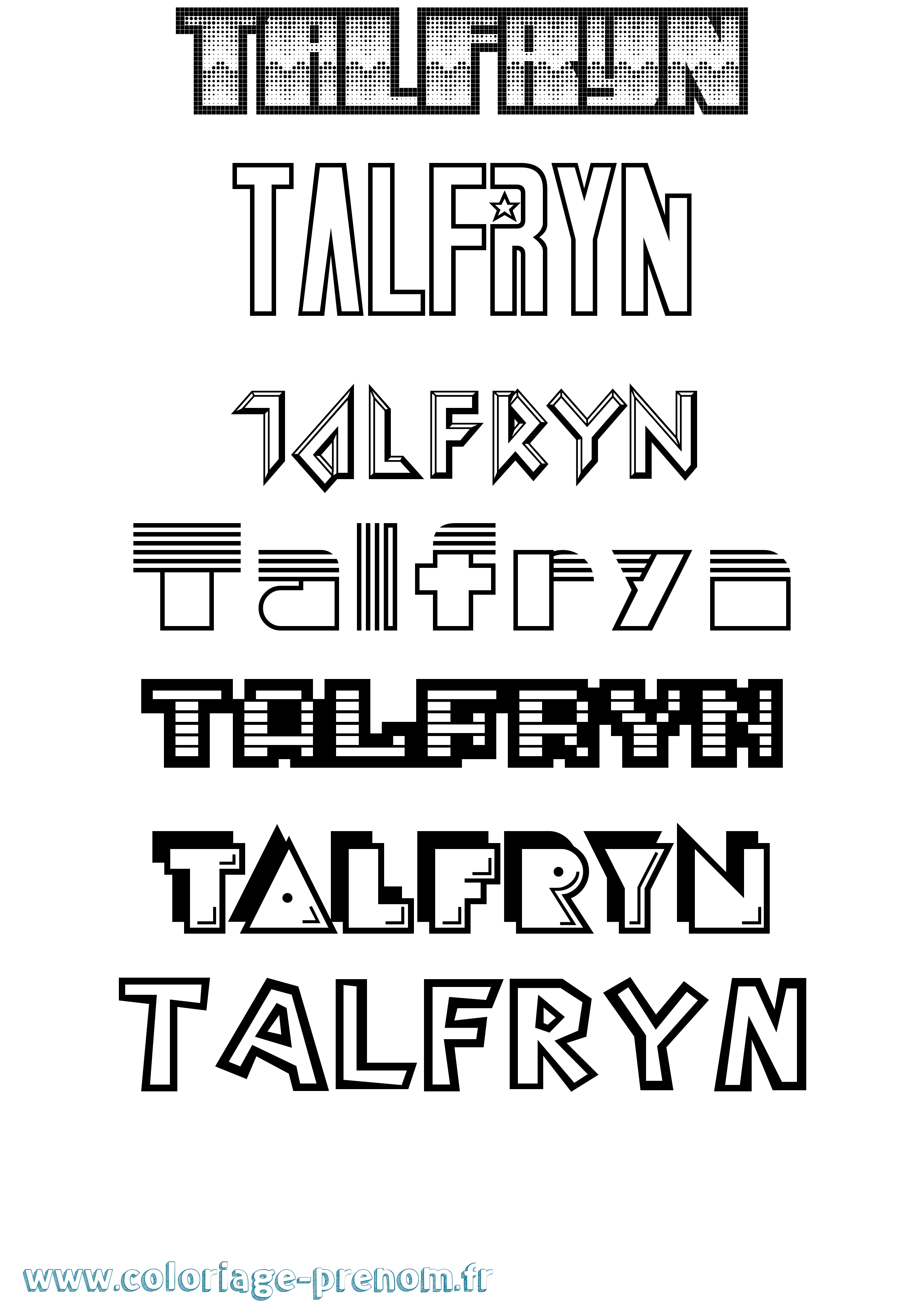Coloriage prénom Talfryn Jeux Vidéos
