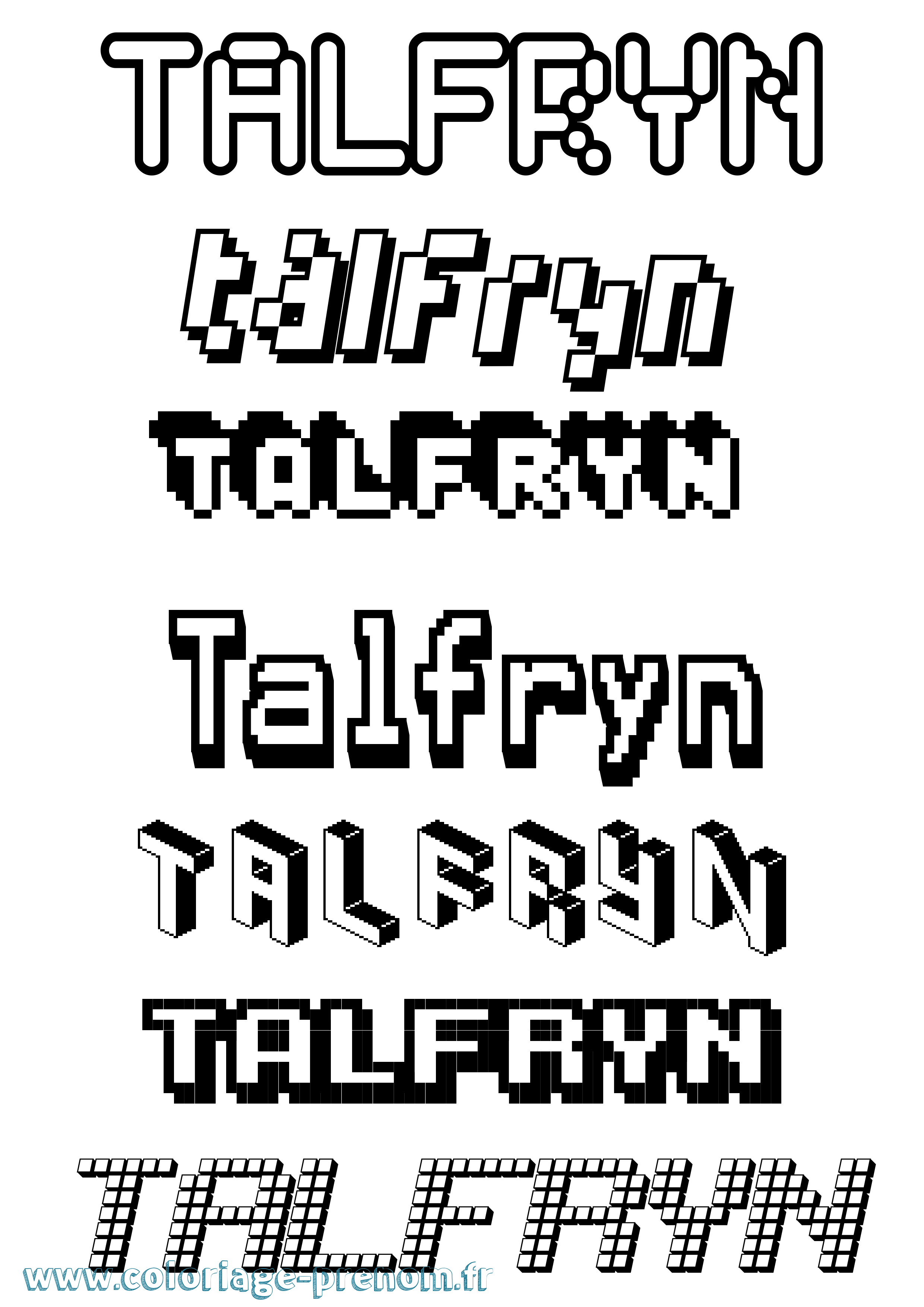 Coloriage Talfryn Pixel Coloriage prénom Talfryn Pixel