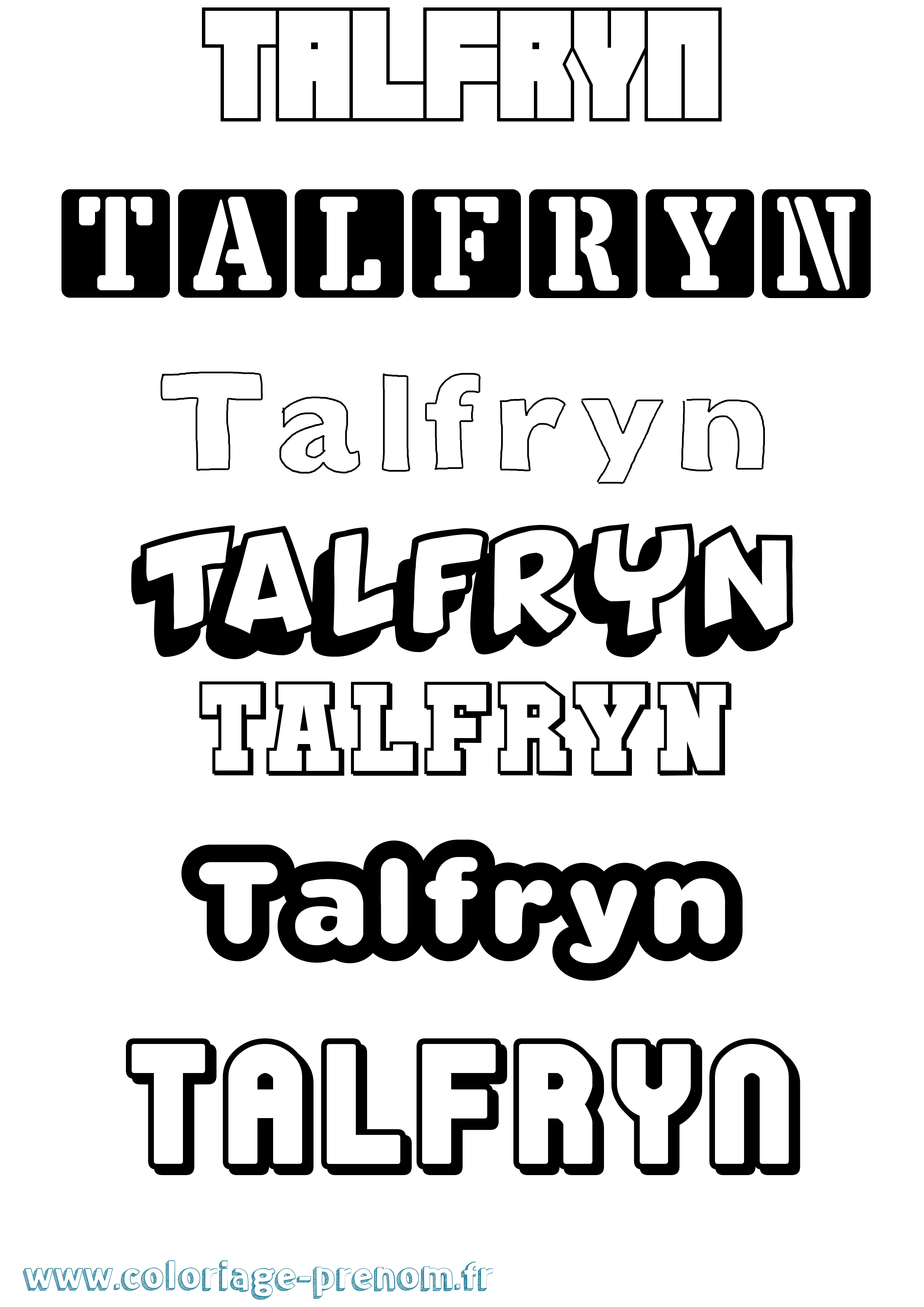 Coloriage prénom Talfryn Simple