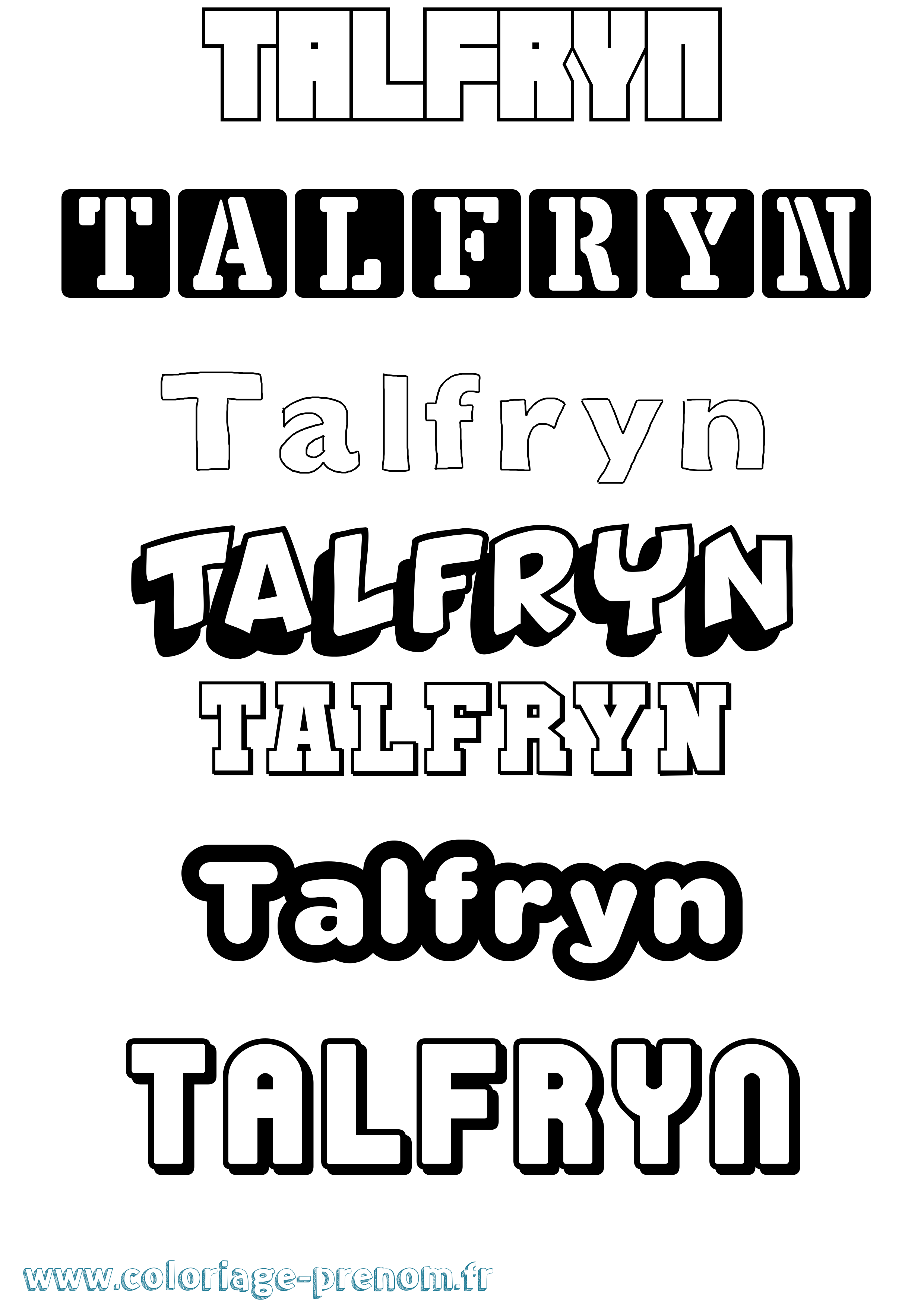 Coloriage Talfryn Simple Coloriage prénom Talfryn Simple