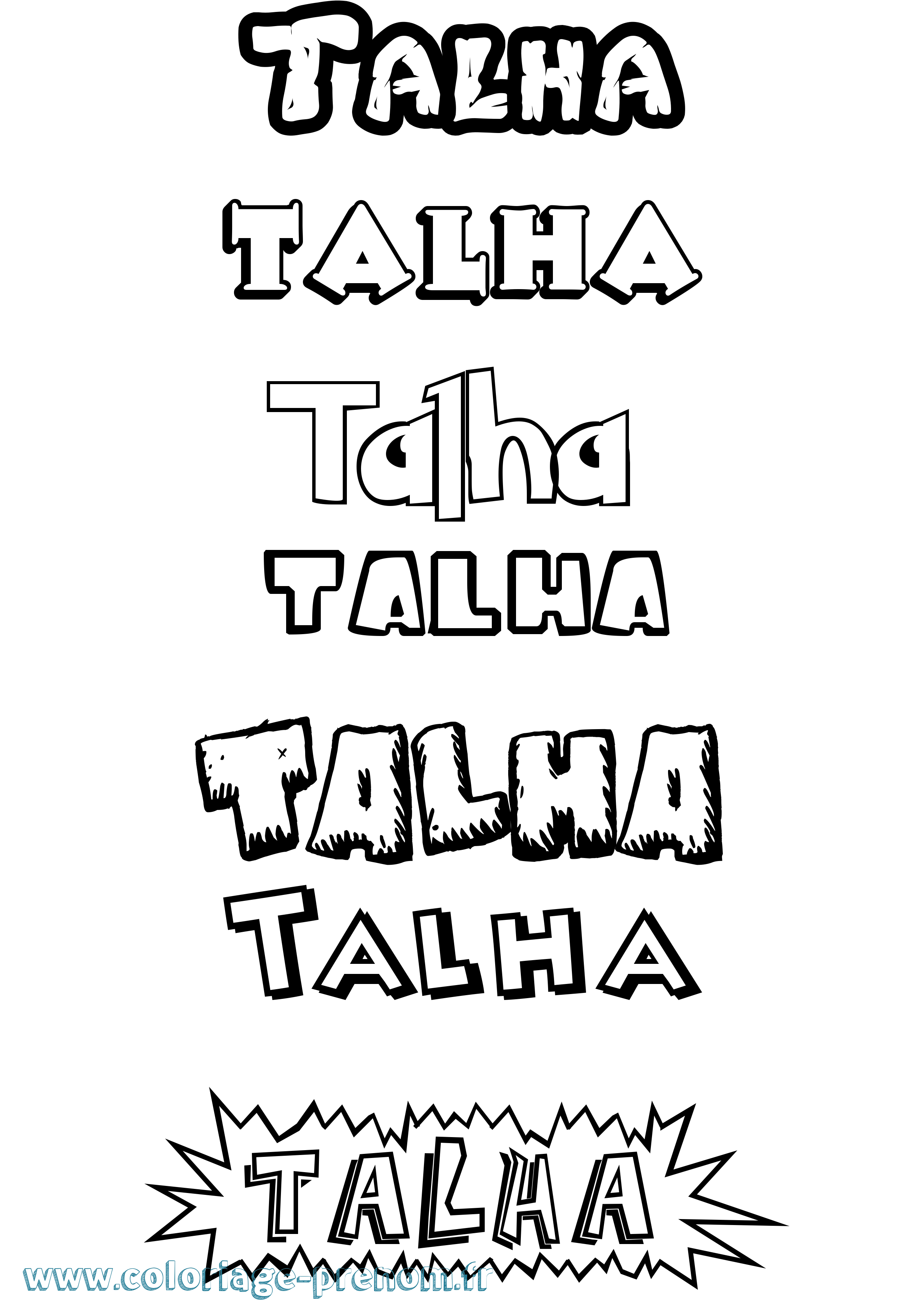 Coloriage Talha Dessin Animé Coloriage prénom Talha Dessin Animé