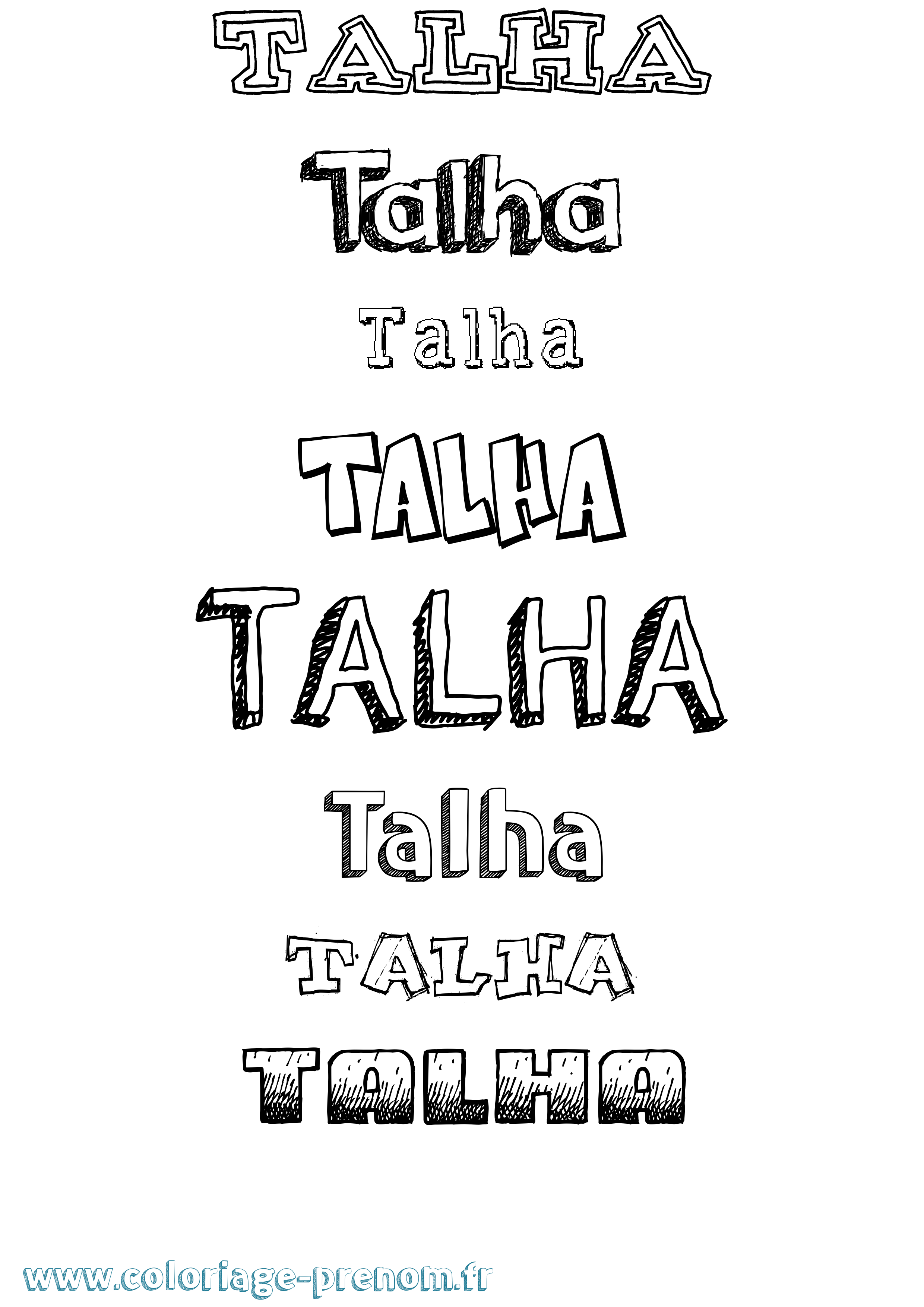 Coloriage Talha Dessiné Coloriage prénom Talha Dessiné