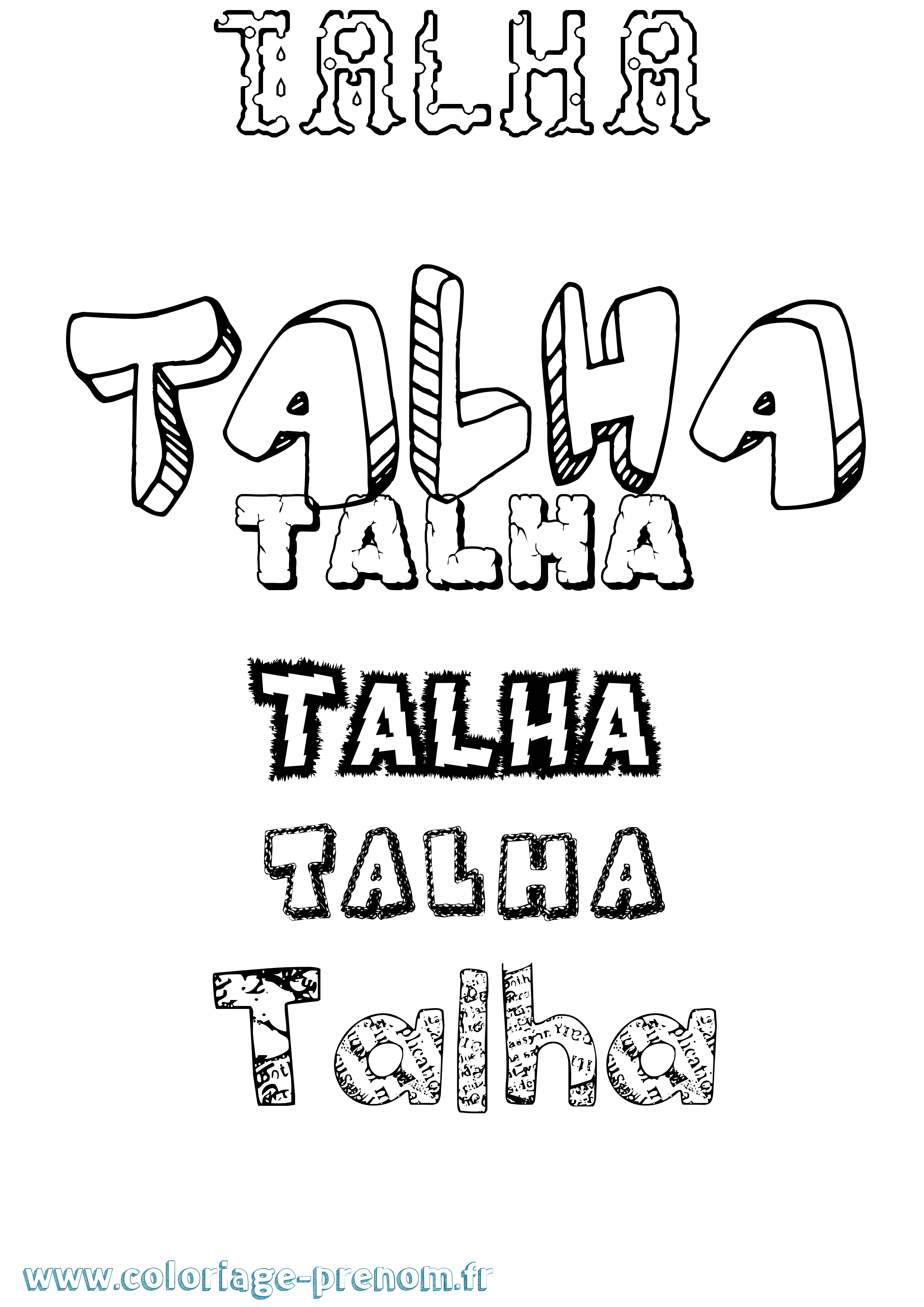 Coloriage prénom Talha Destructuré