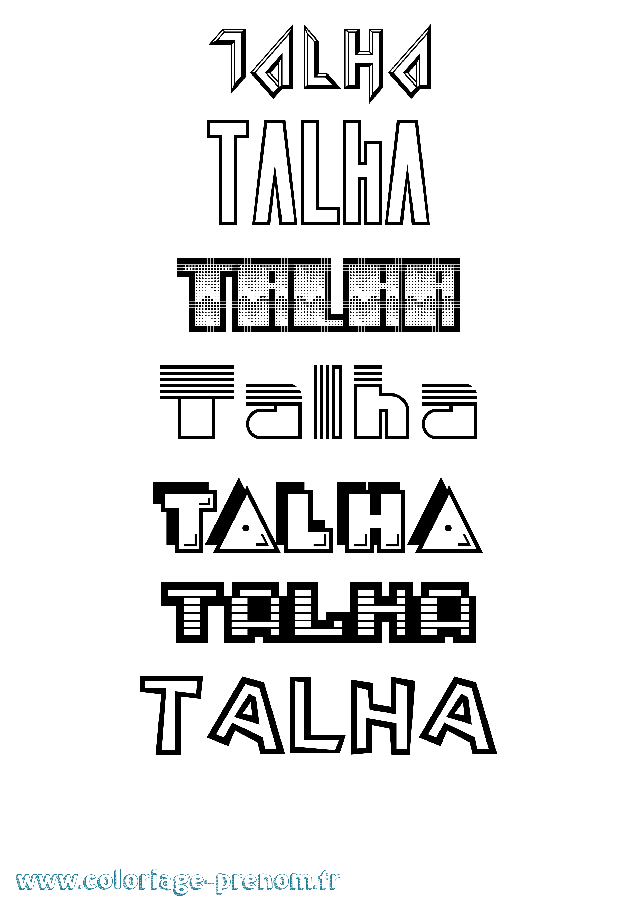 Coloriage prénom Talha Jeux Vidéos