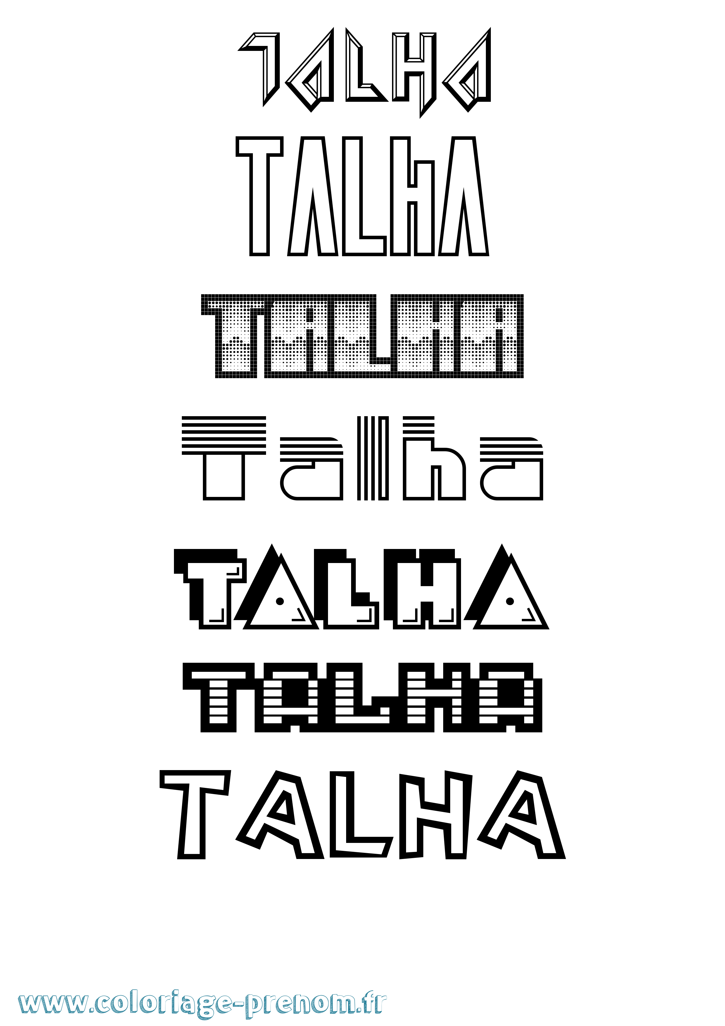 Coloriage Talha Jeux Vidéos Coloriage prénom Talha Jeux Vidéos