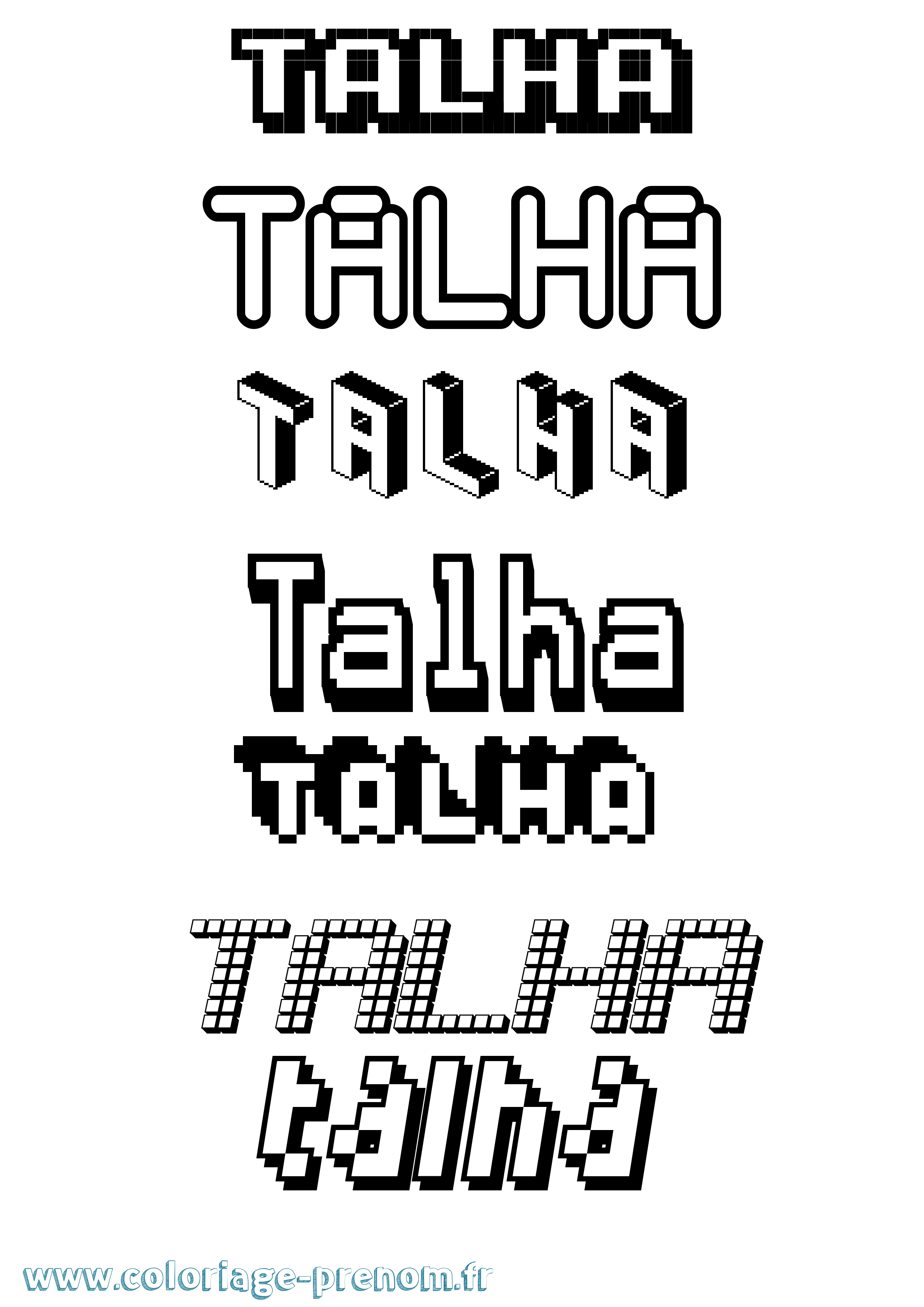 Coloriage Talha Pixel Coloriage prénom Talha Pixel