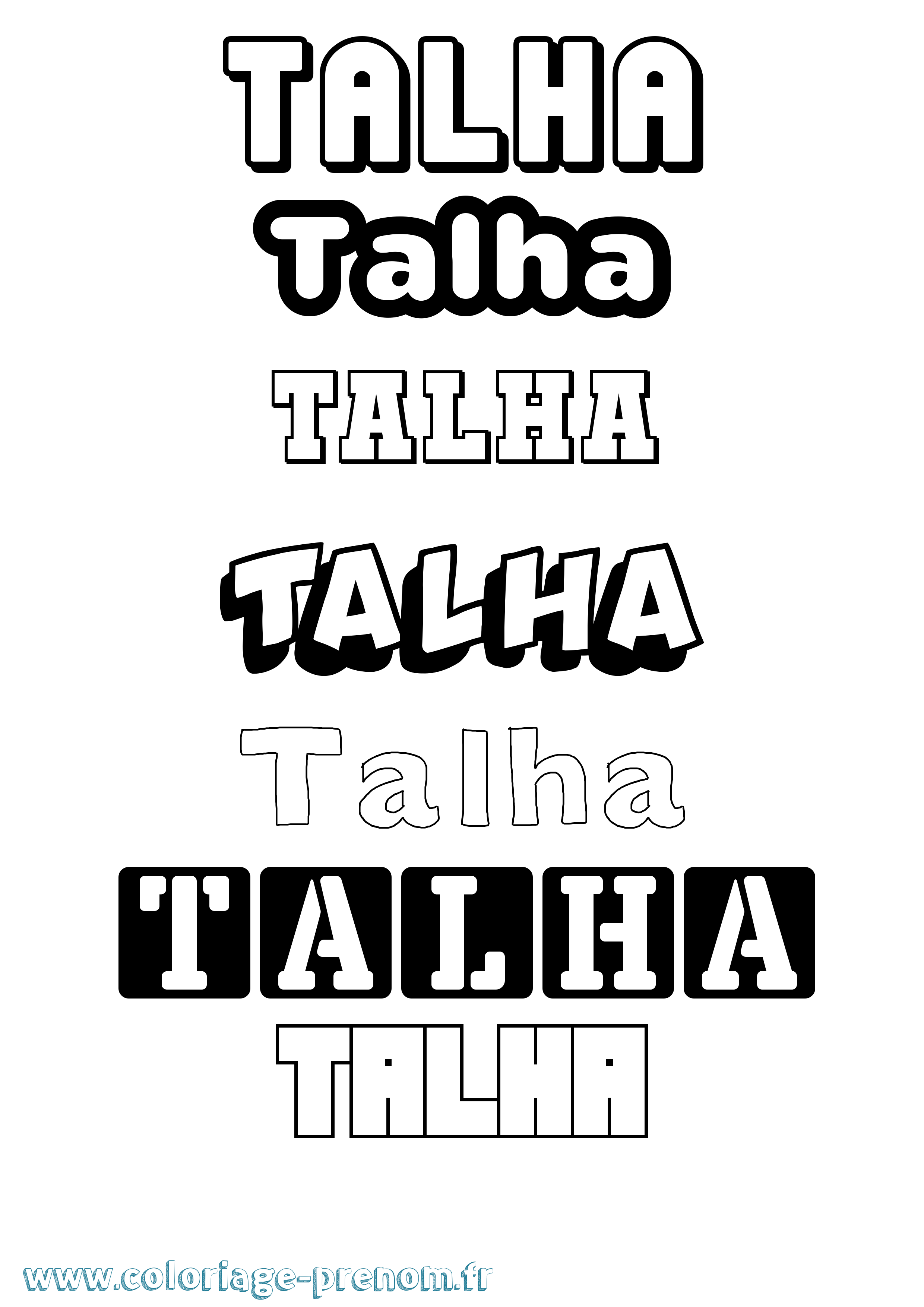 Coloriage prénom Talha Simple