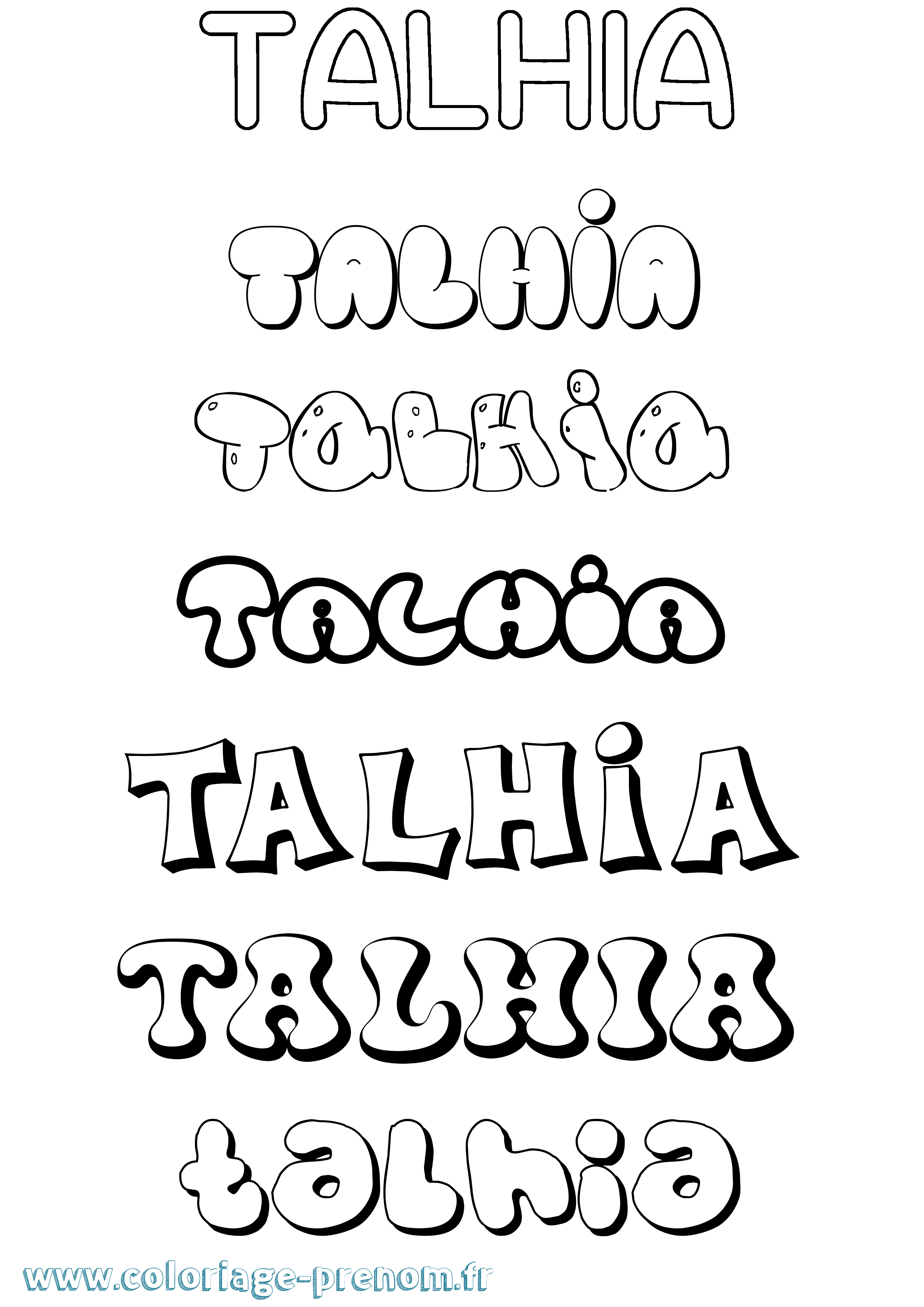Coloriage Talhia Bubble Coloriage prénom Talhia Bubble
