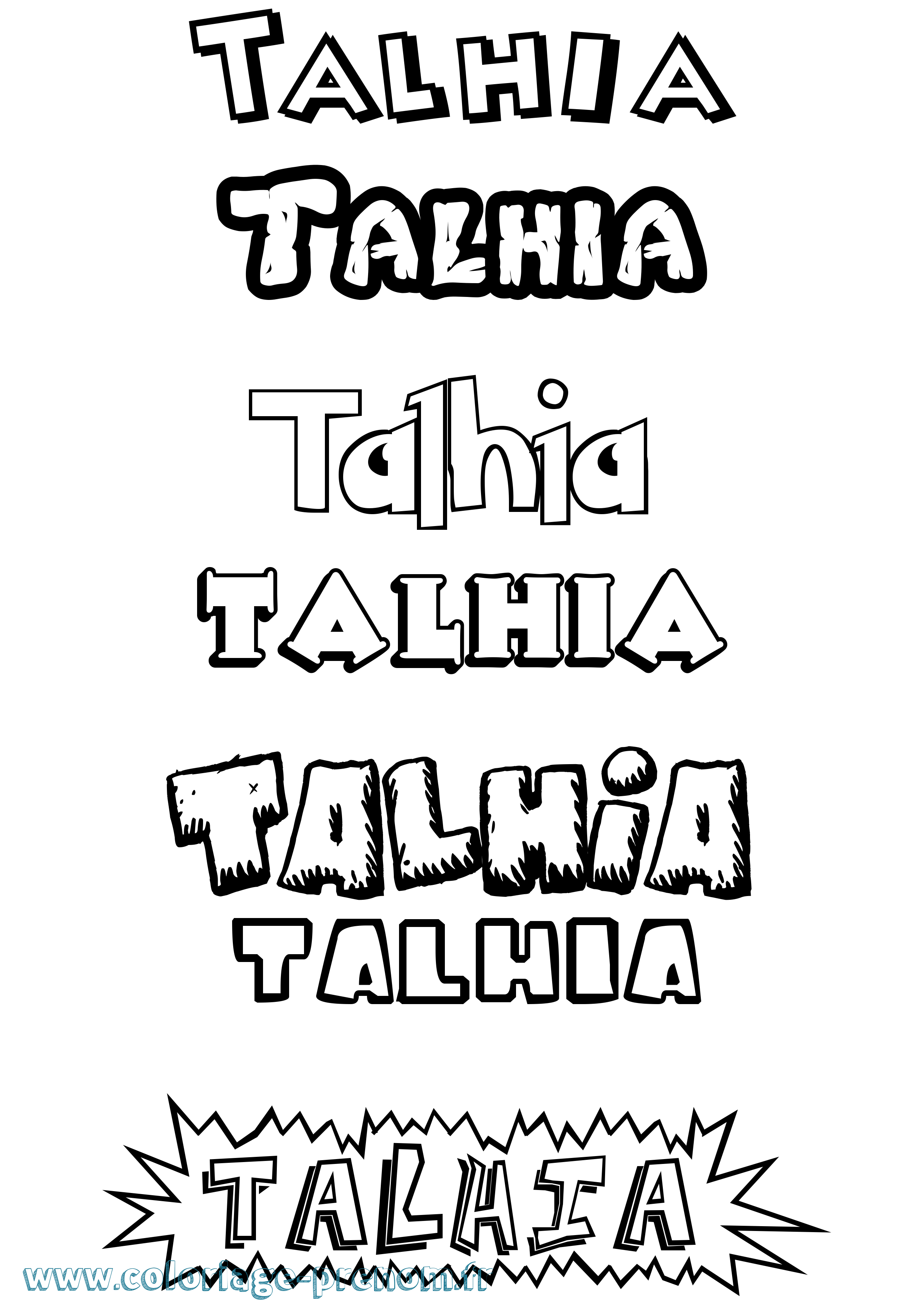 Coloriage Talhia Dessin Animé Coloriage prénom Talhia Dessin Animé