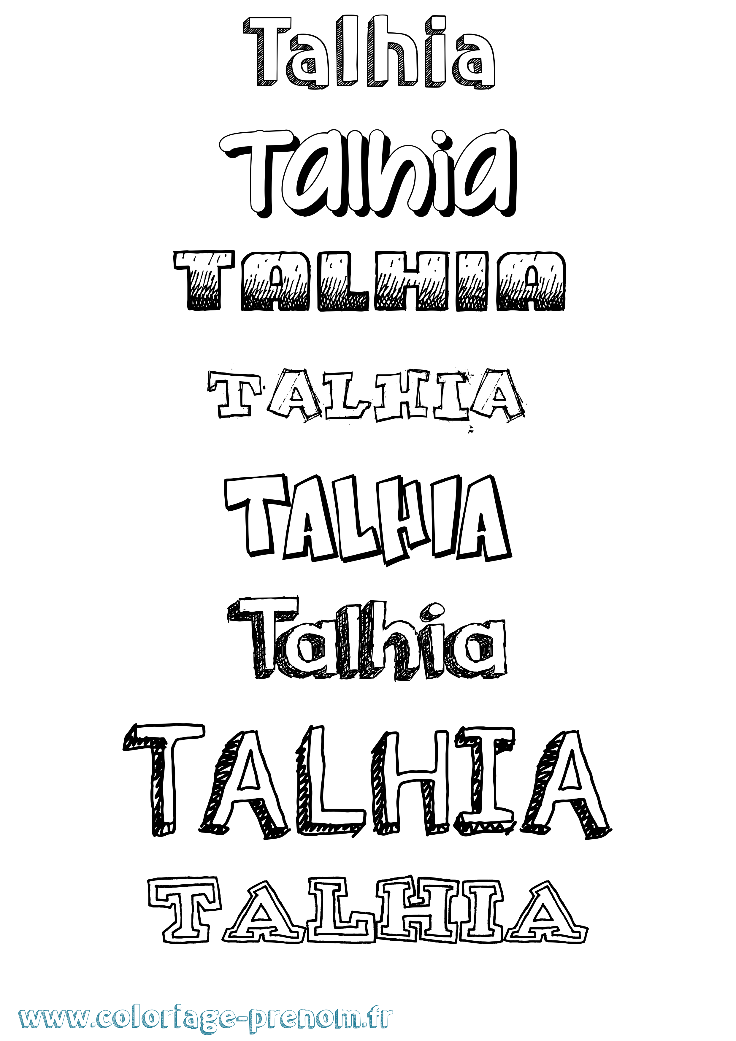 Coloriage Talhia Dessiné Coloriage prénom Talhia Dessiné
