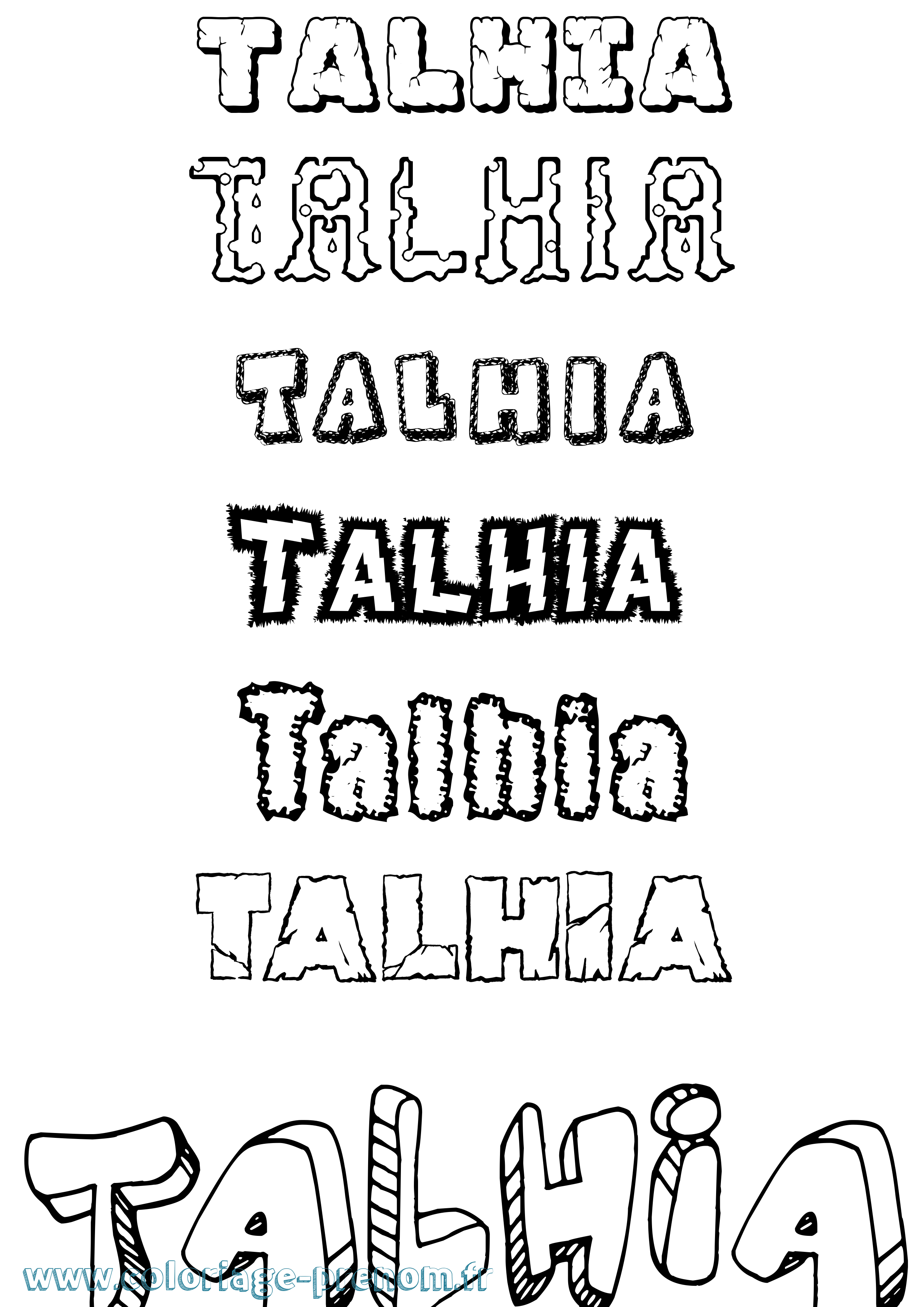 Coloriage prénom Talhia Destructuré