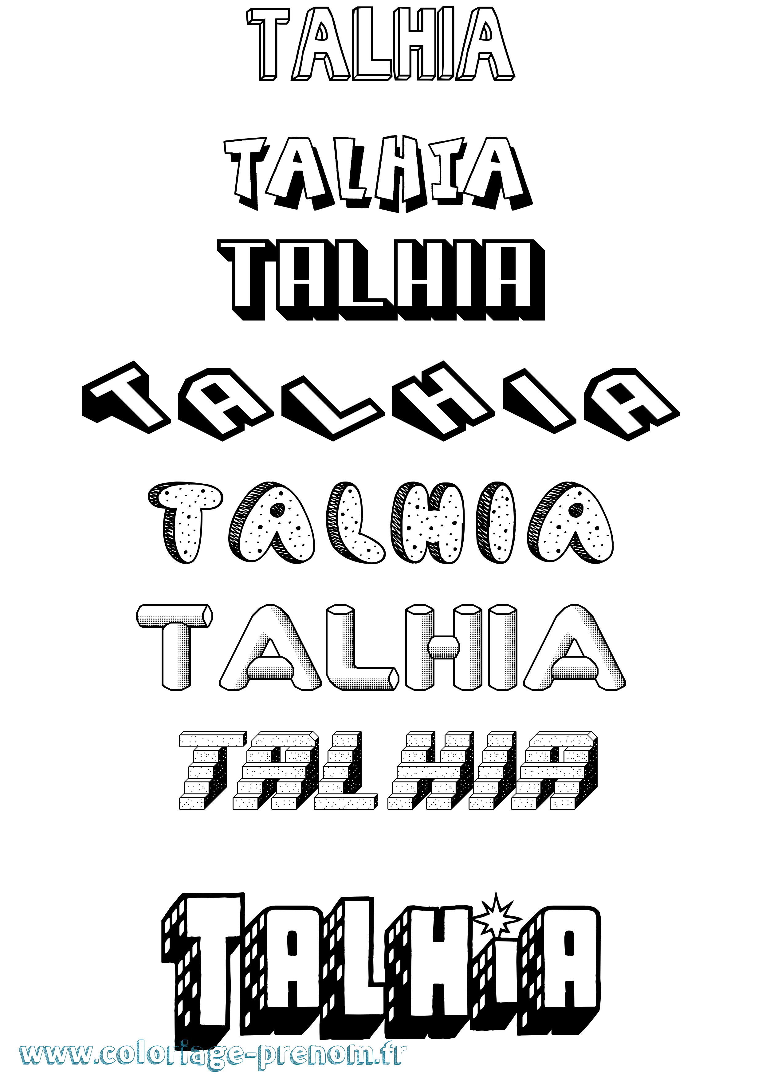 Coloriage Talhia Effet 3D Coloriage prénom Talhia Effet 3D