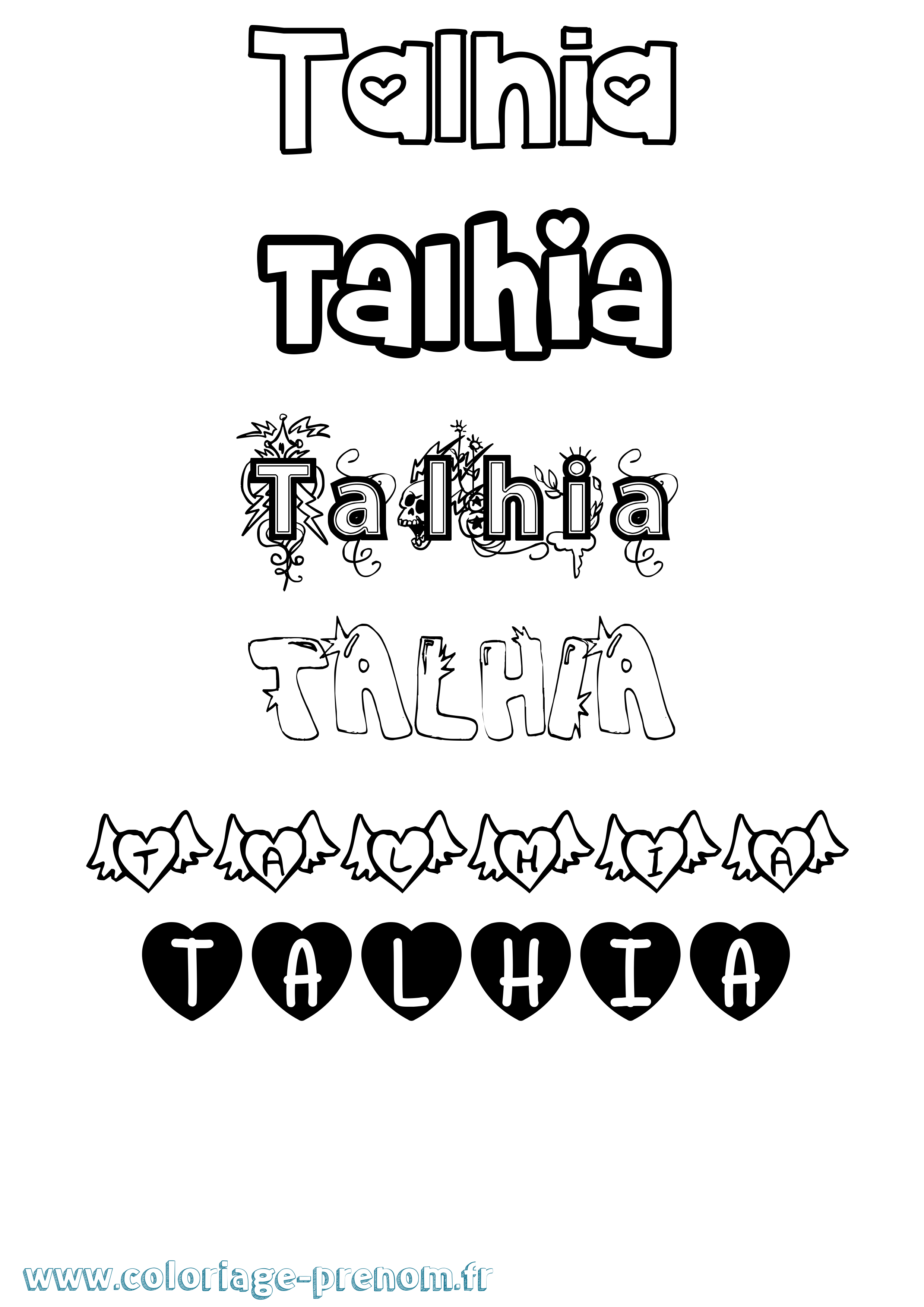 Coloriage Talhia Girly Coloriage prénom Talhia Girly