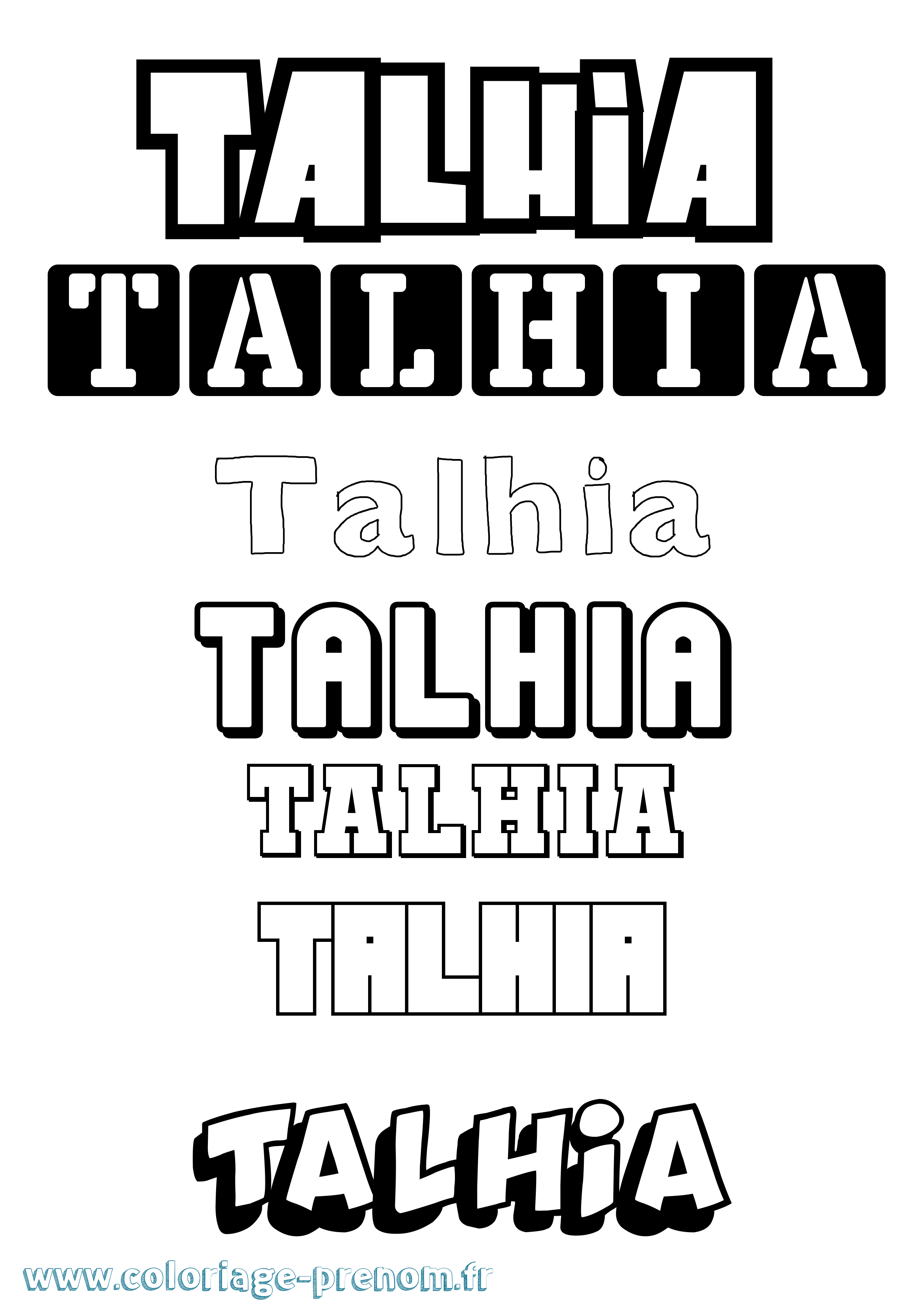 Coloriage prénom Talhia Simple