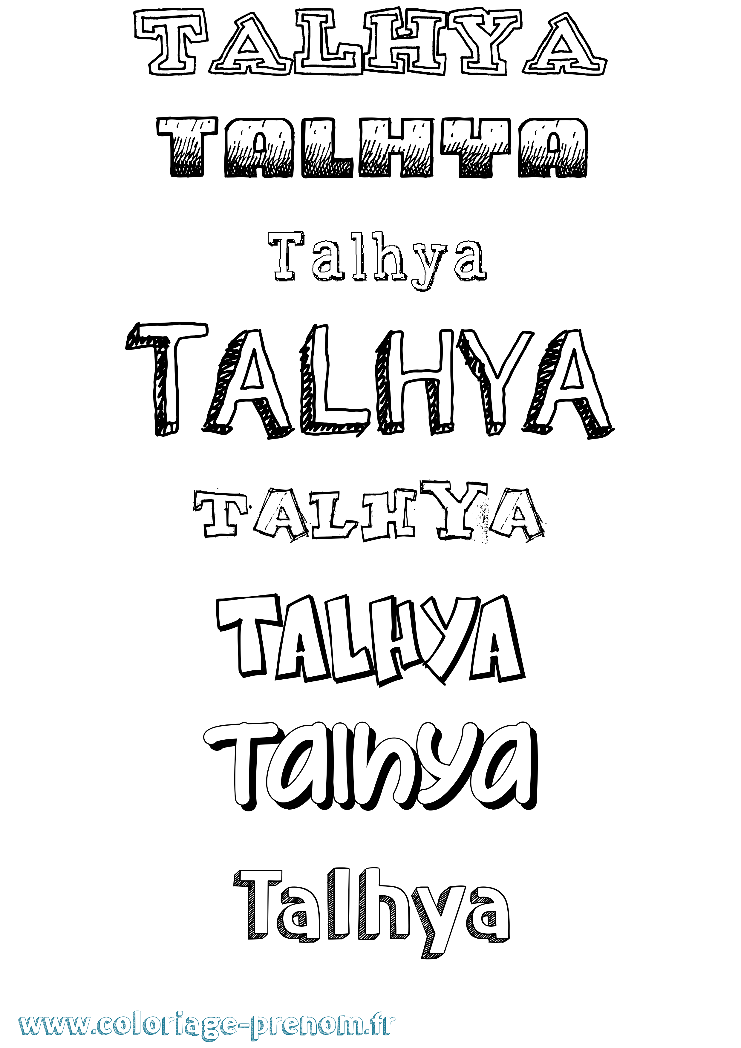 Coloriage prénom Talhya Dessiné