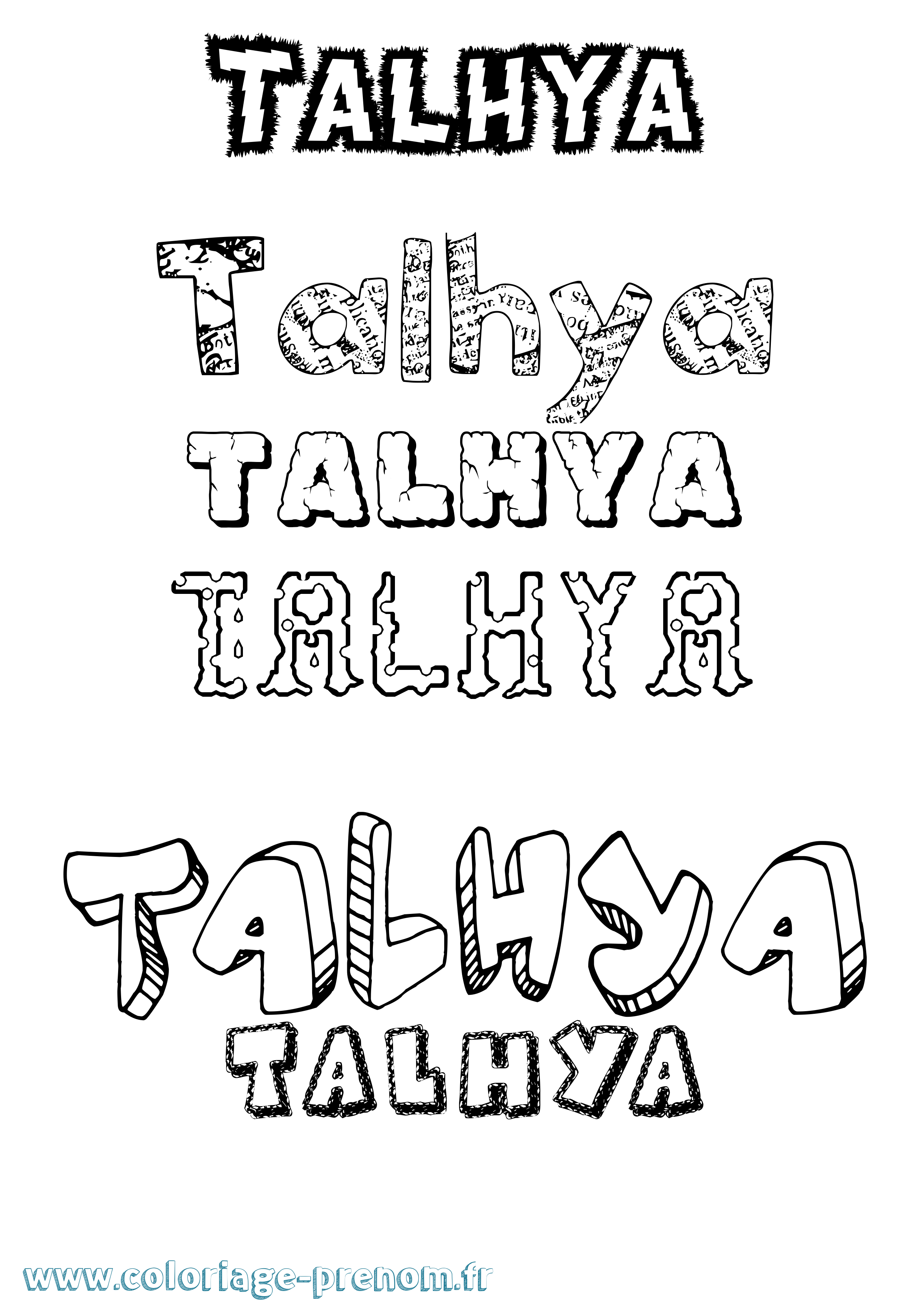 Coloriage prénom Talhya Destructuré