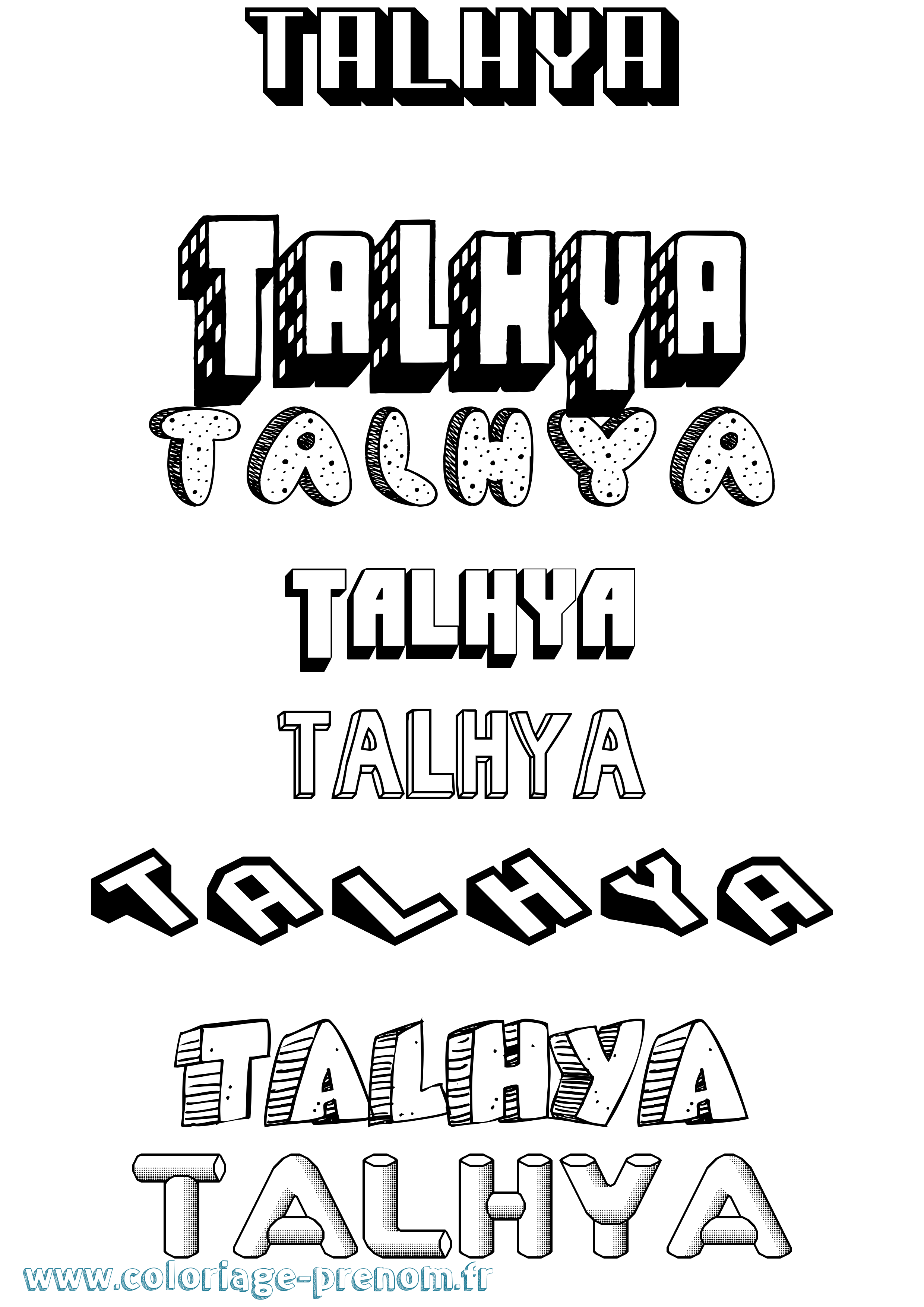 Coloriage prénom Talhya Effet 3D