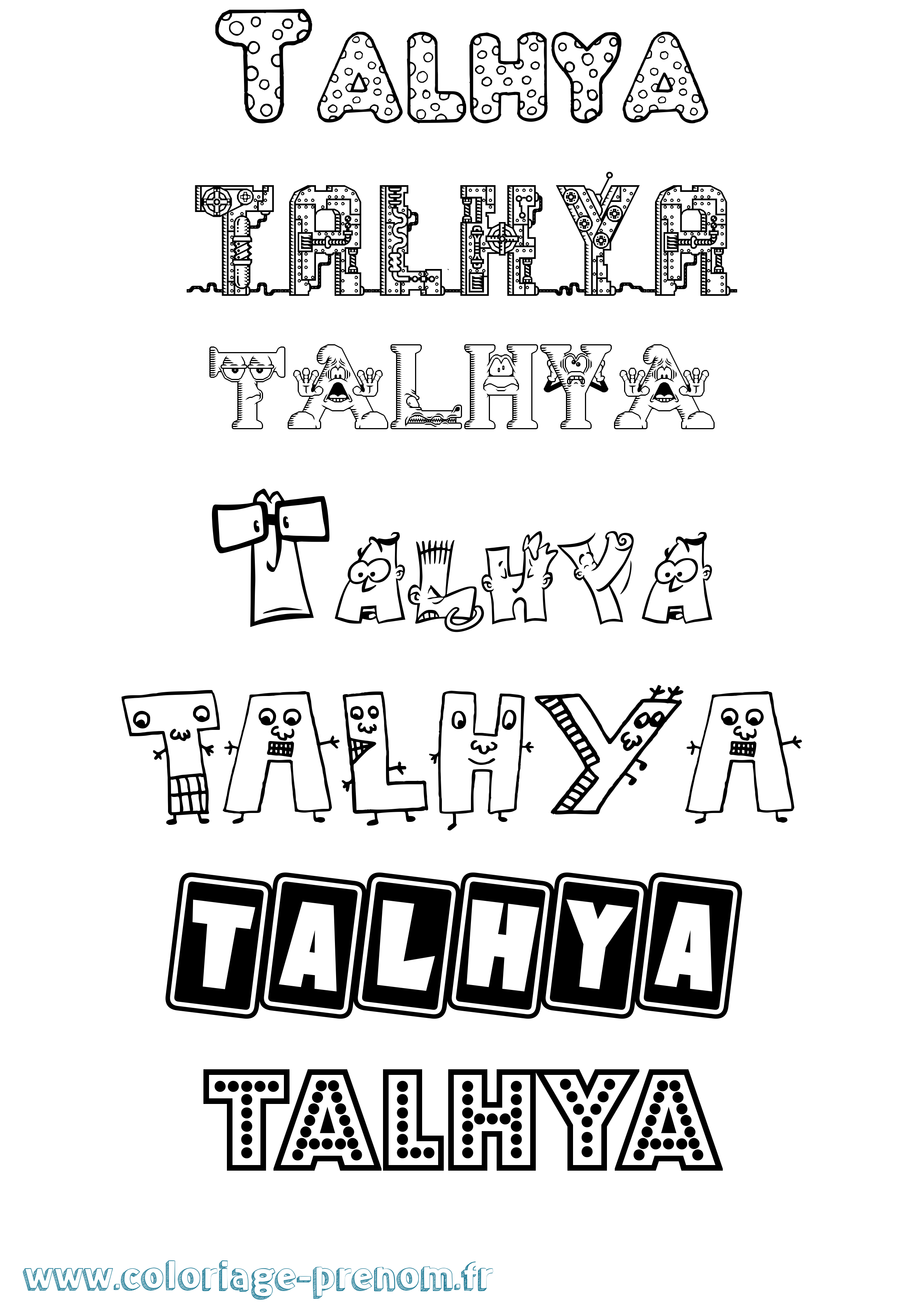 Coloriage prénom Talhya Fun
