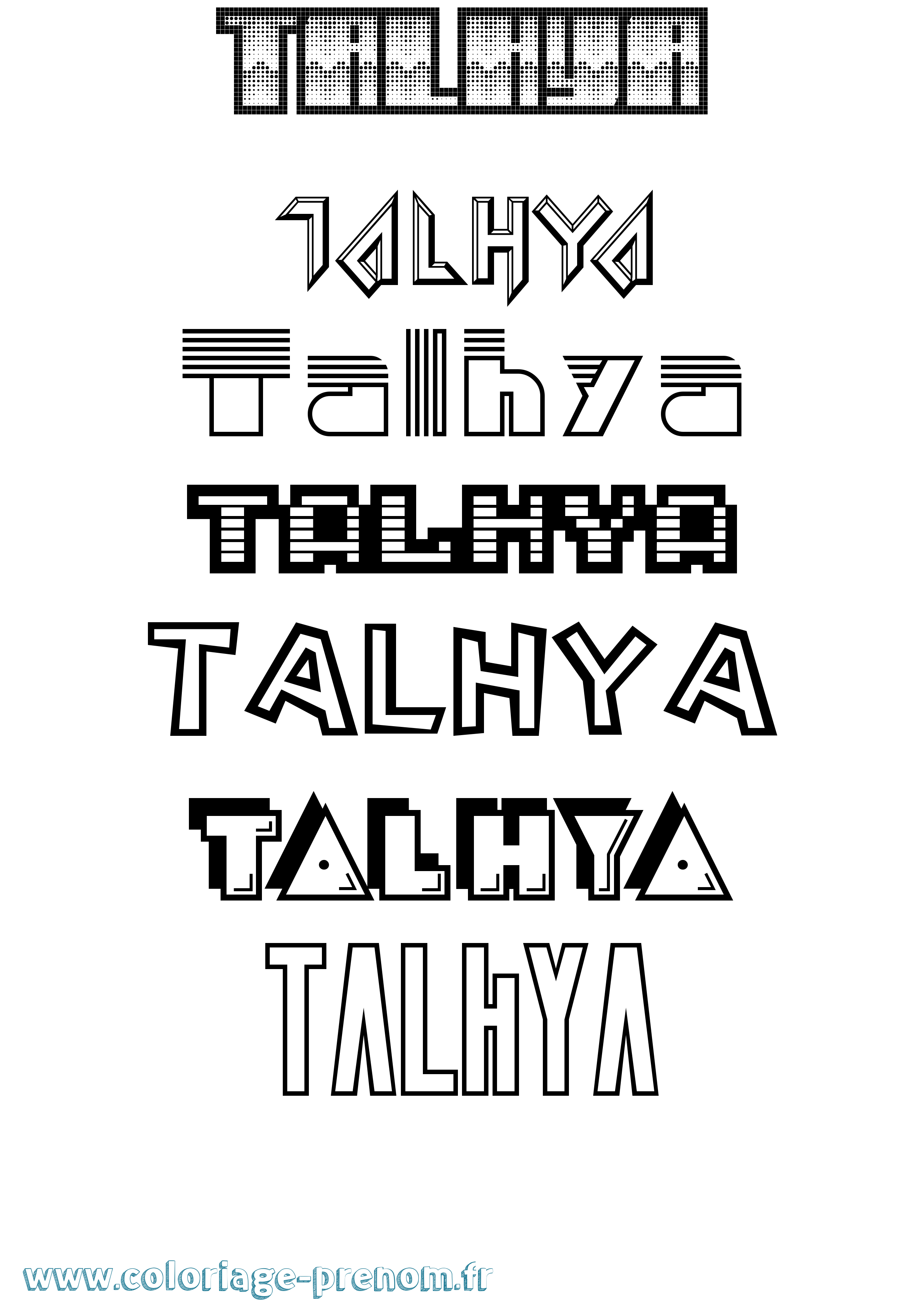 Coloriage prénom Talhya Jeux Vidéos