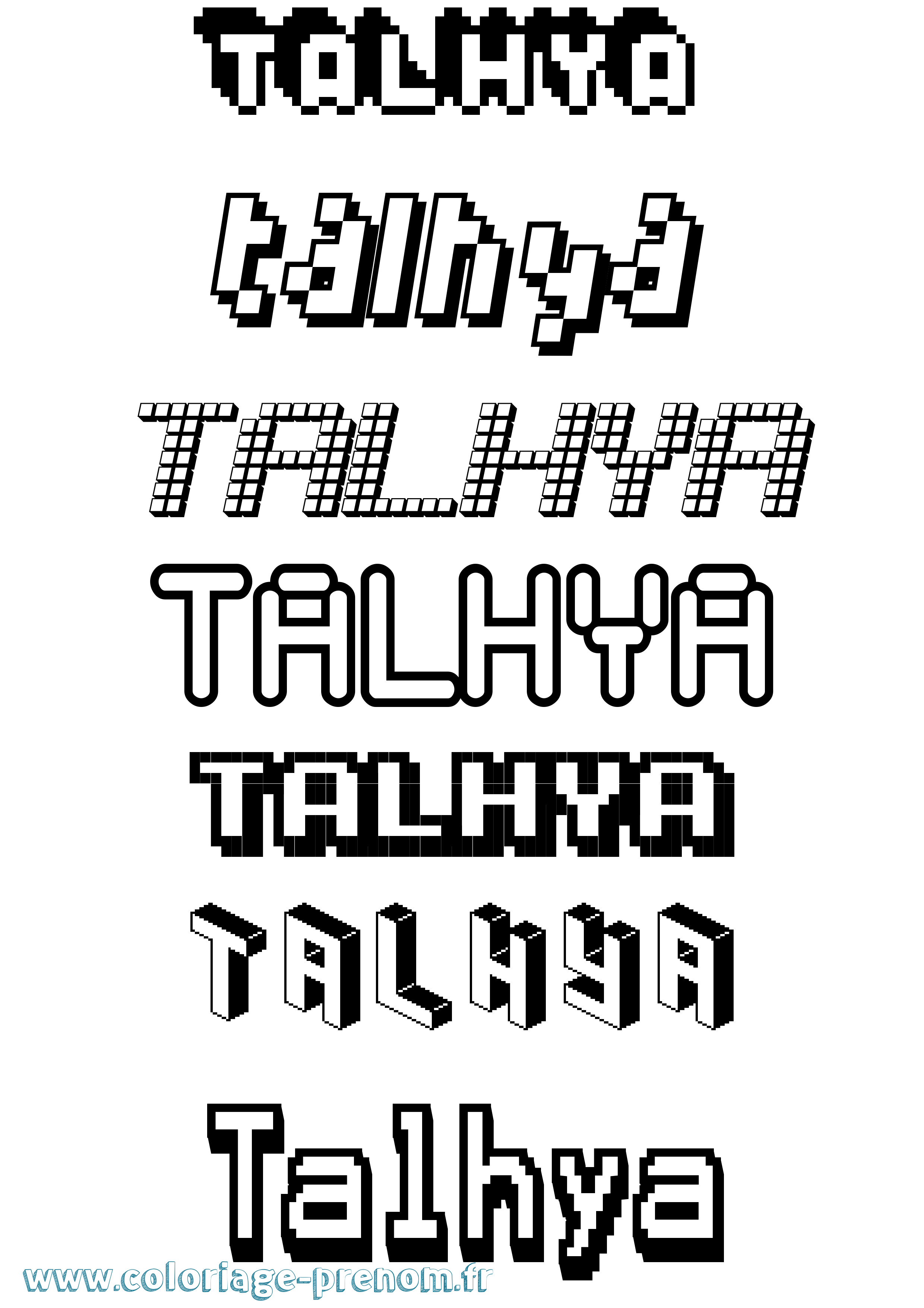 Coloriage prénom Talhya Pixel