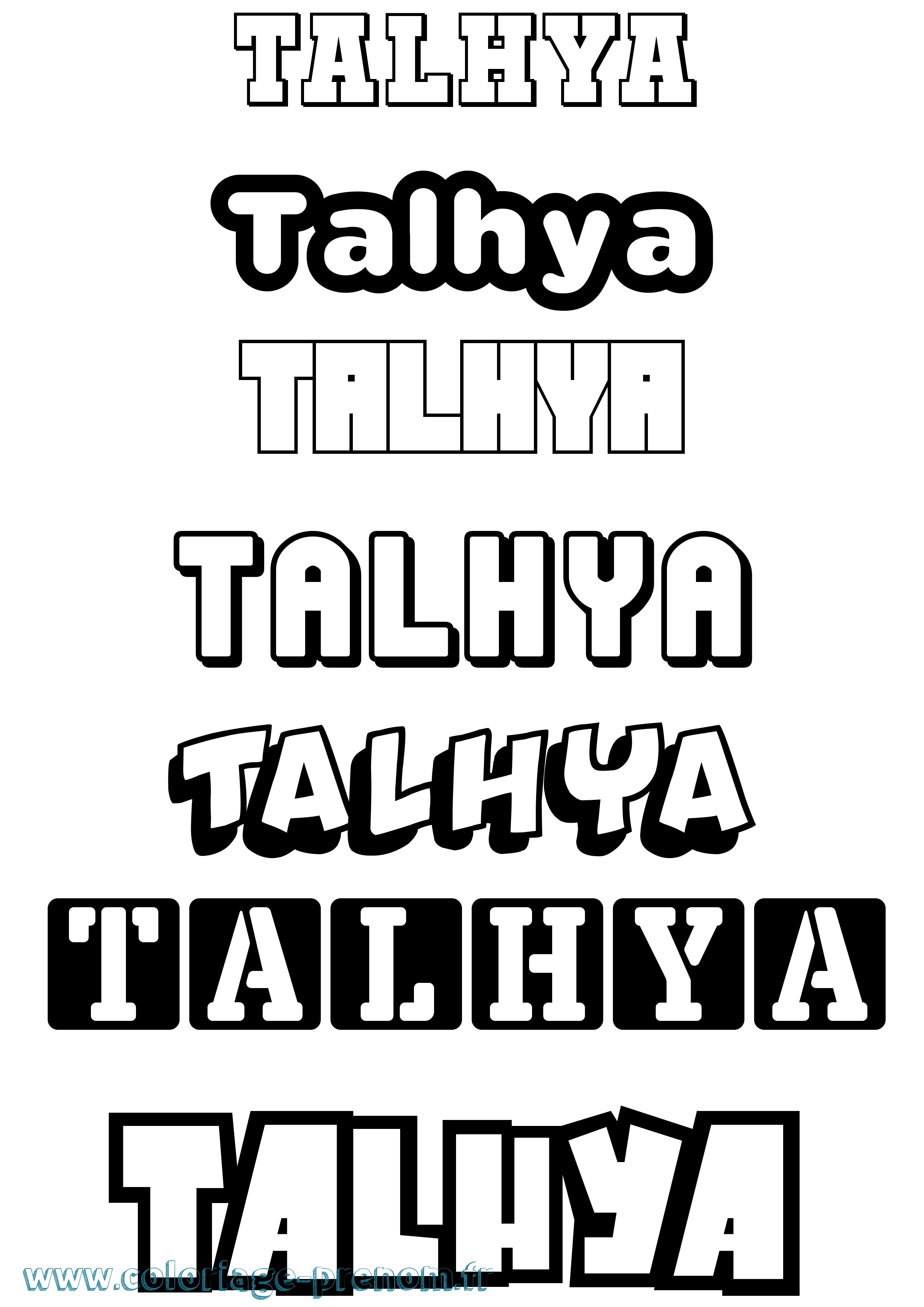 Coloriage prénom Talhya Simple